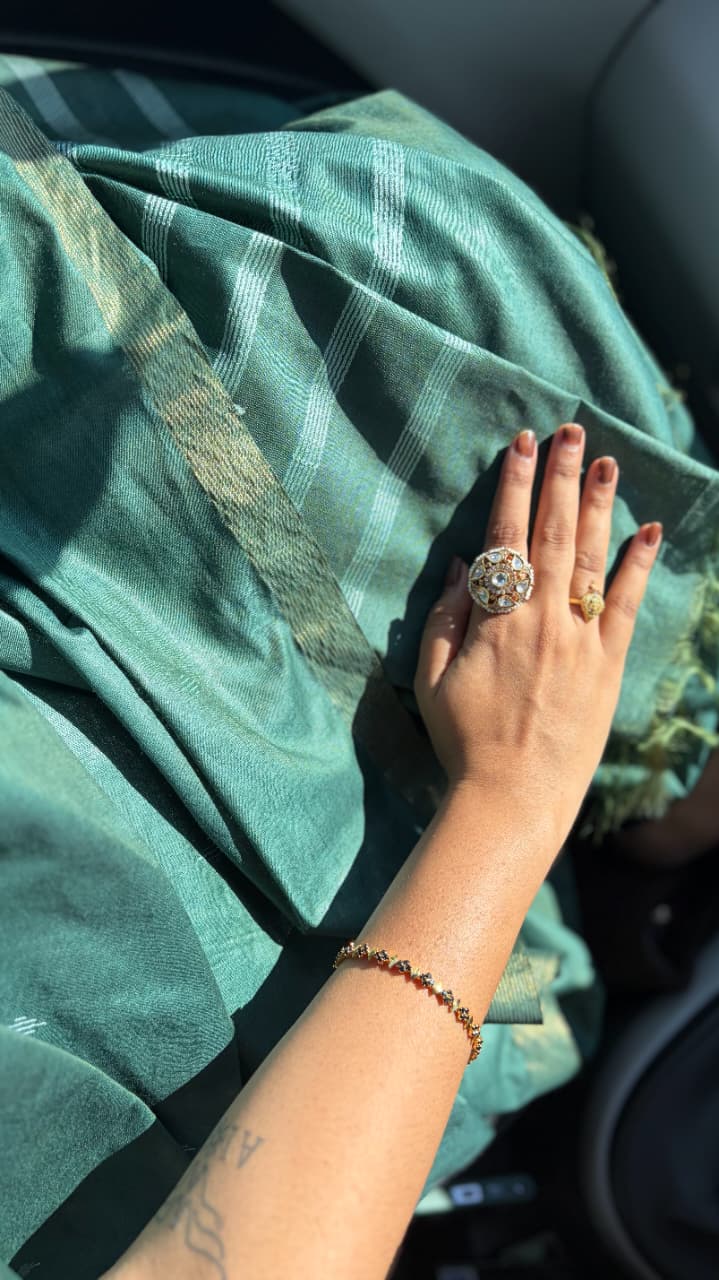 Premium Bhagalpuri Silk Saree- Dark Green