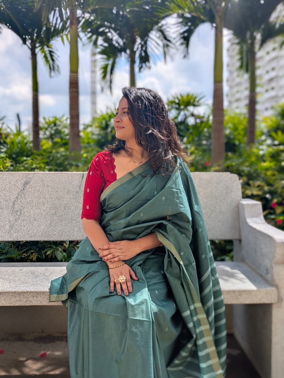 Premium Bhagalpuri Silk Saree- Dark Green