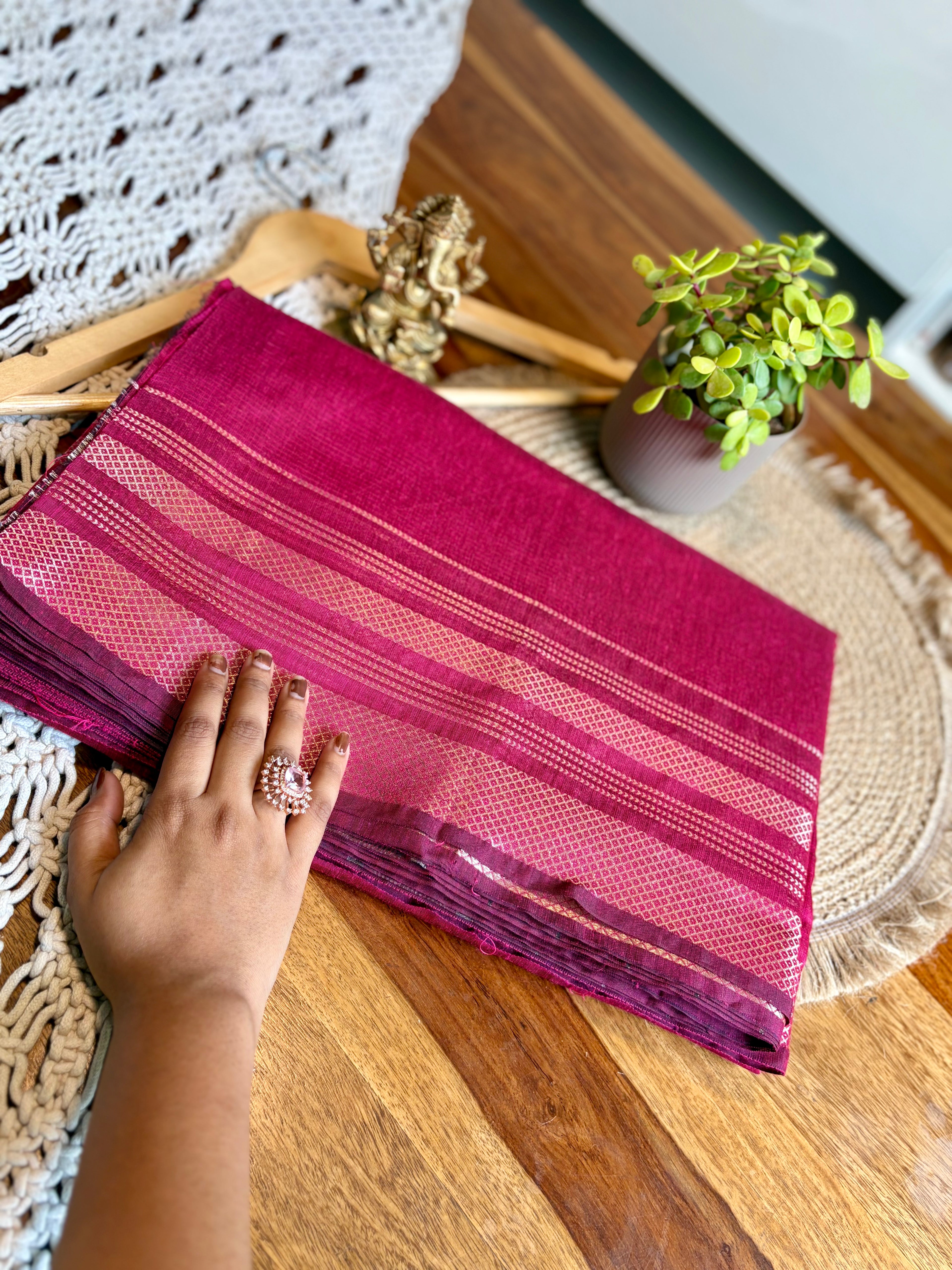 Soft Kanjeevaram Cotton Saree-Red
