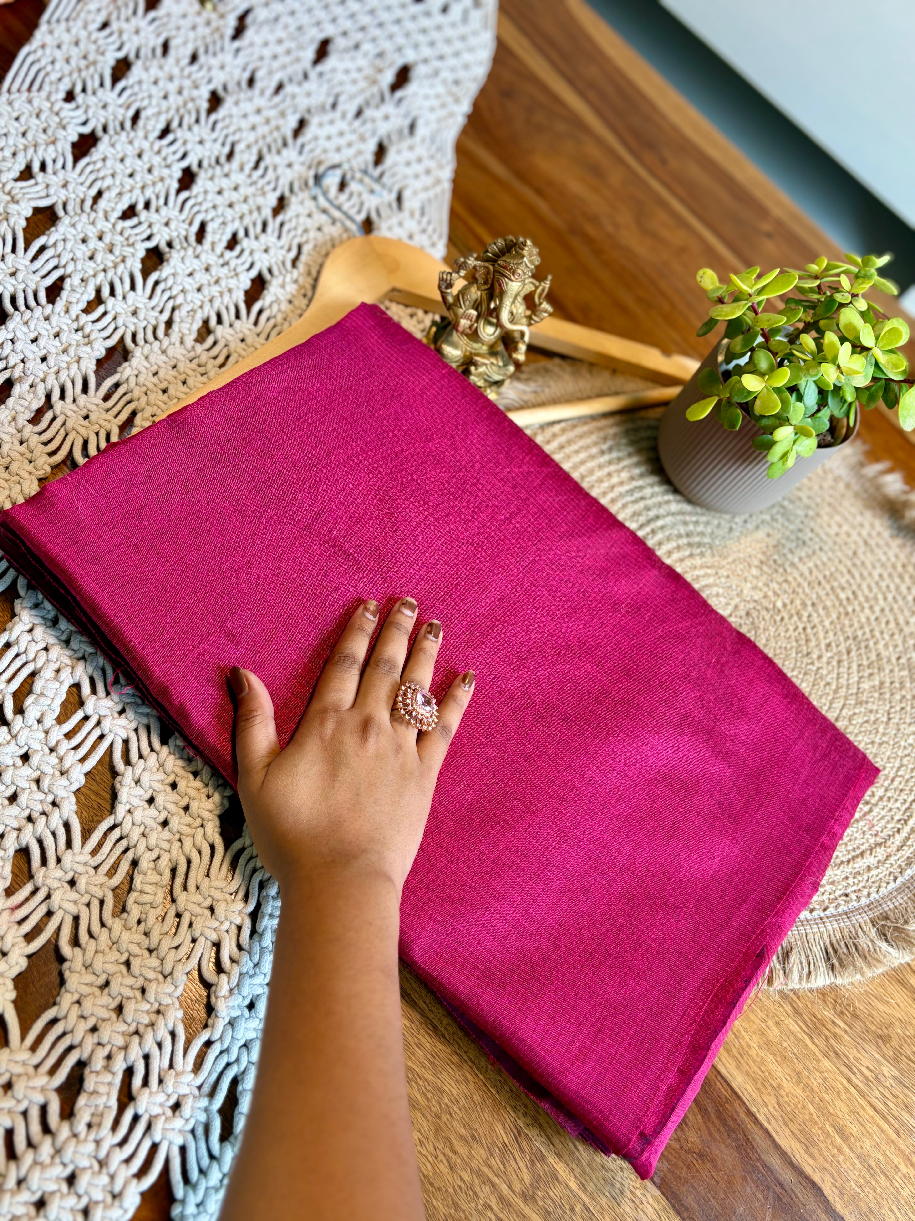 Soft Kanjeevaram Cotton Saree-Red