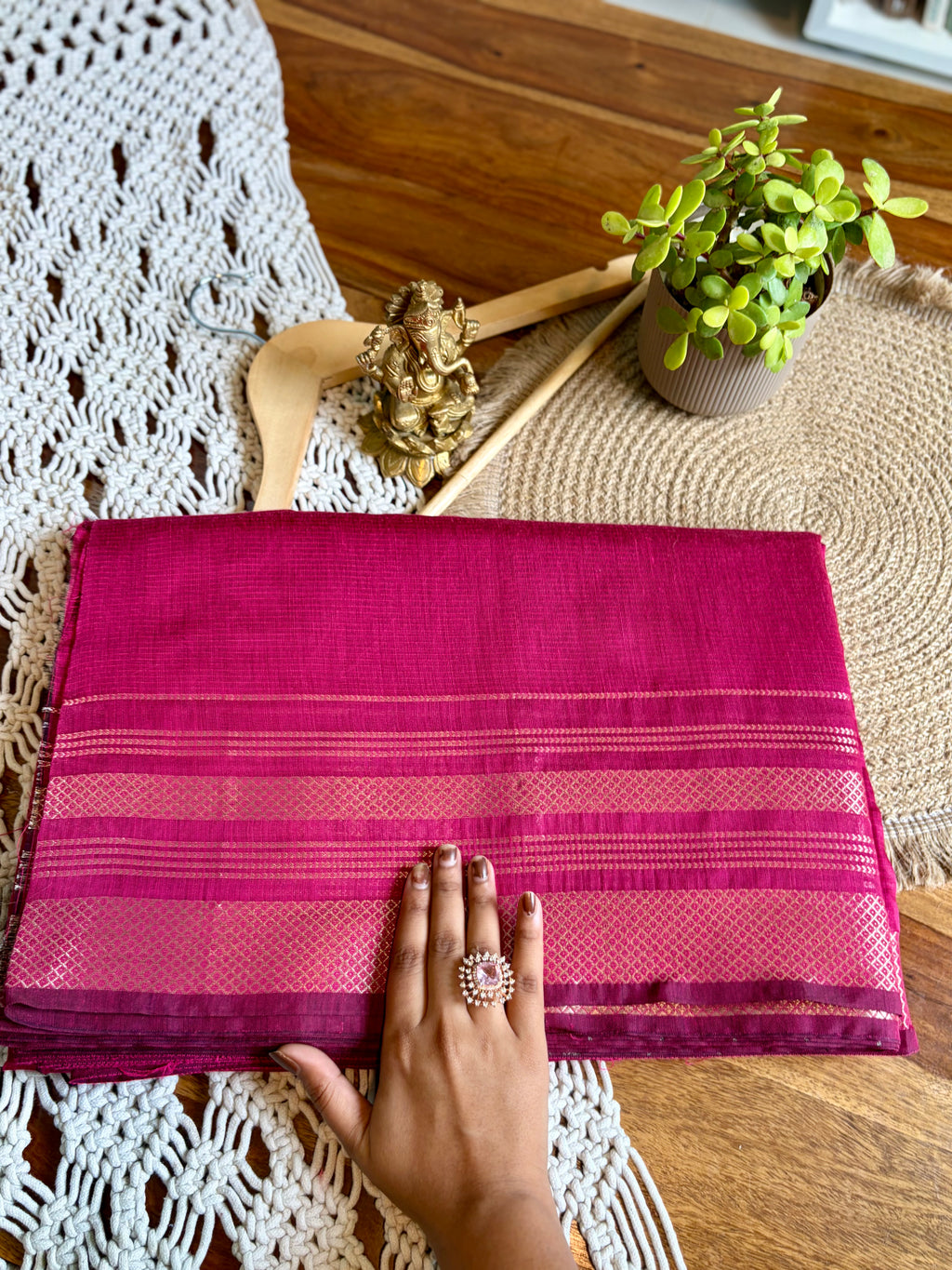 Soft Kanjeevaram Cotton Saree-Red