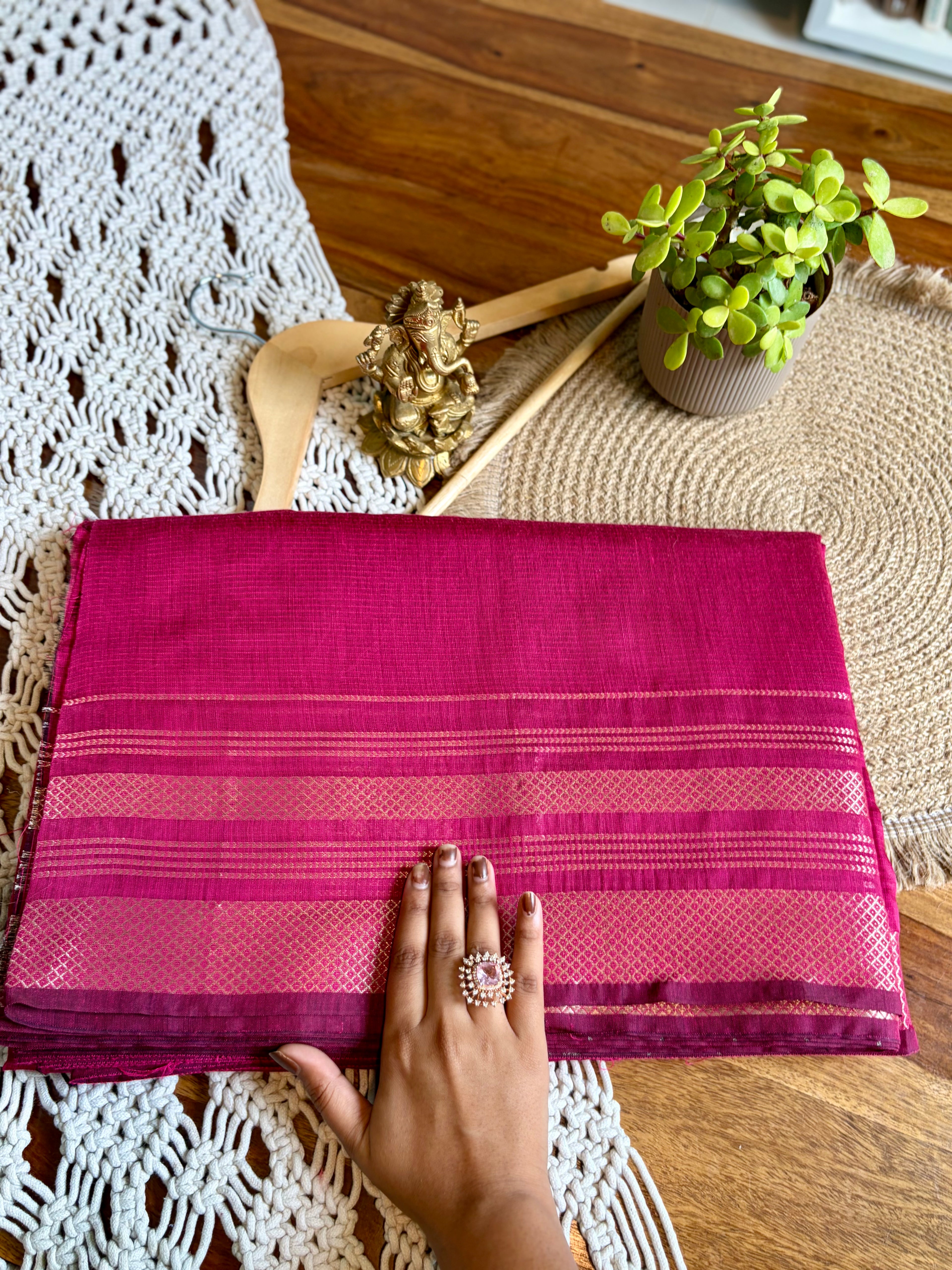 Soft Kanjeevaram Cotton Saree-Red