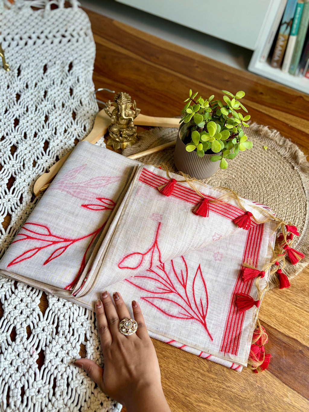 Premium Soft Semi-Silk Saree-White