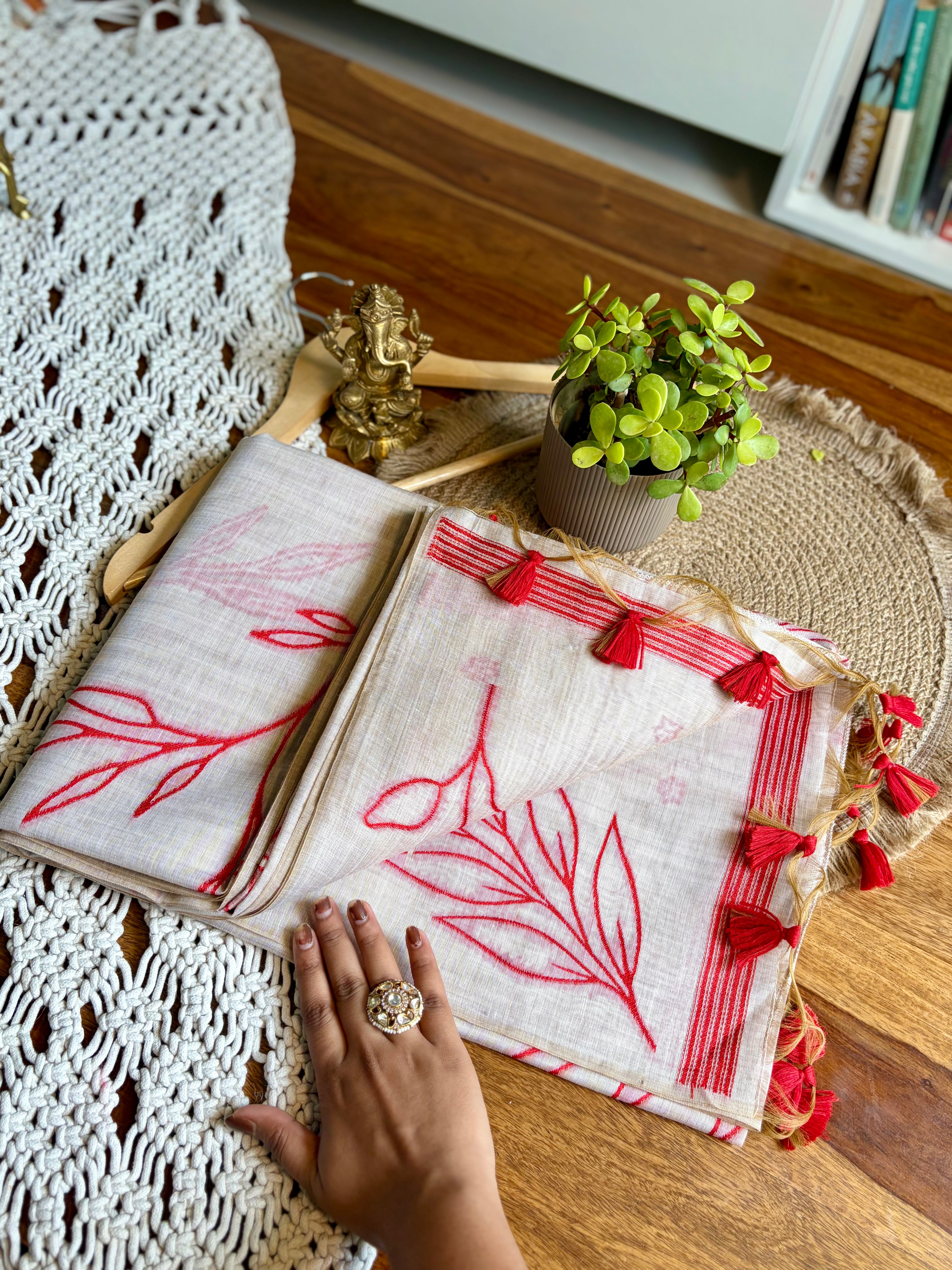Premium Soft Semi-Silk Saree-White