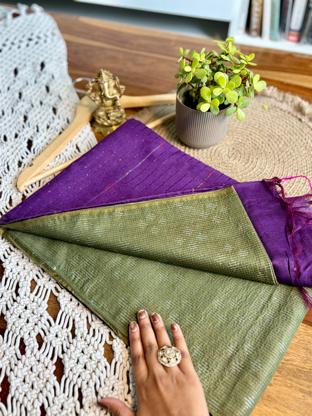 Soft Linen Cotton Saree – Intricate Sequins Work