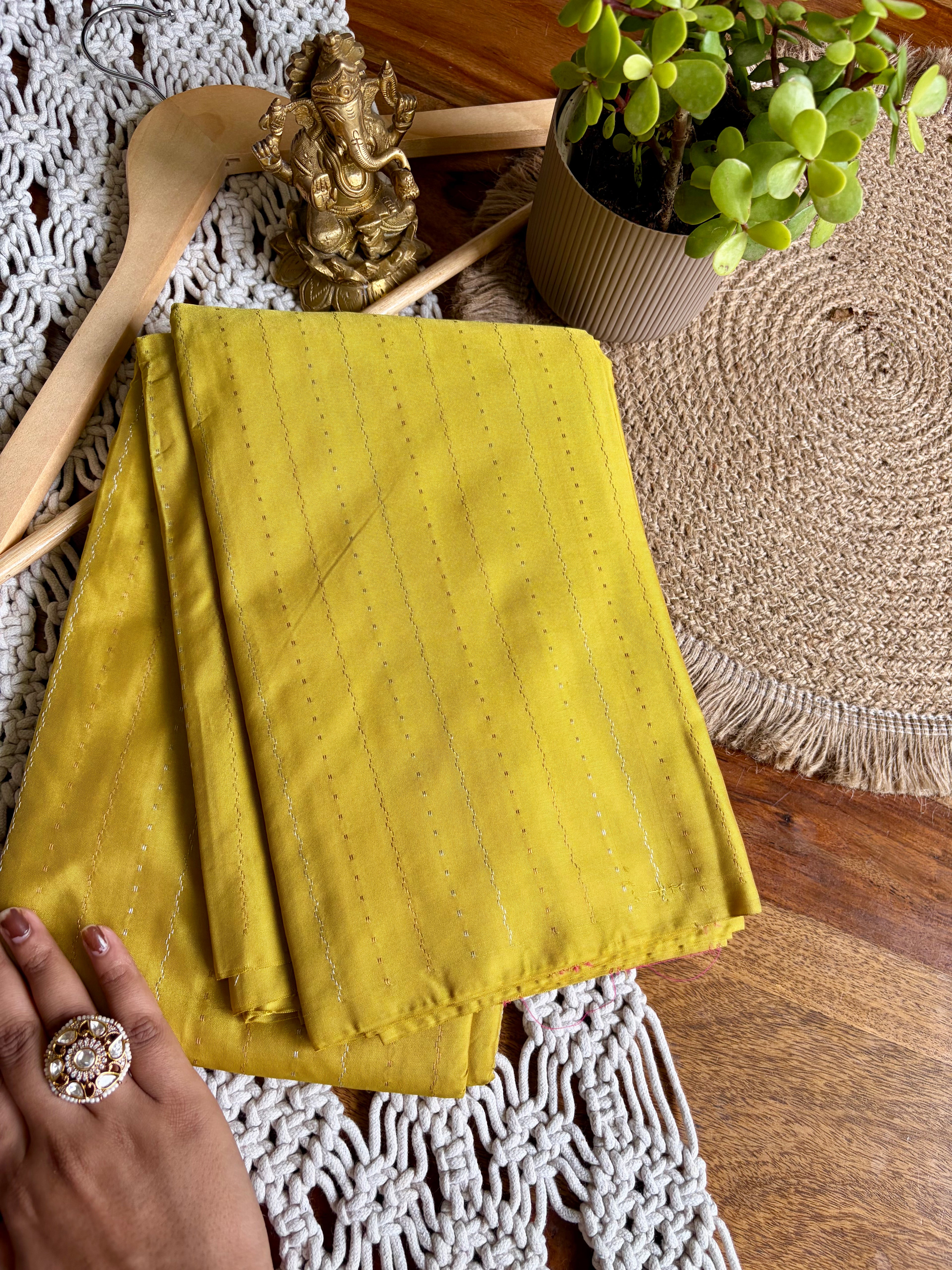 Soft Kanjeevaram silk Saree-Yellow