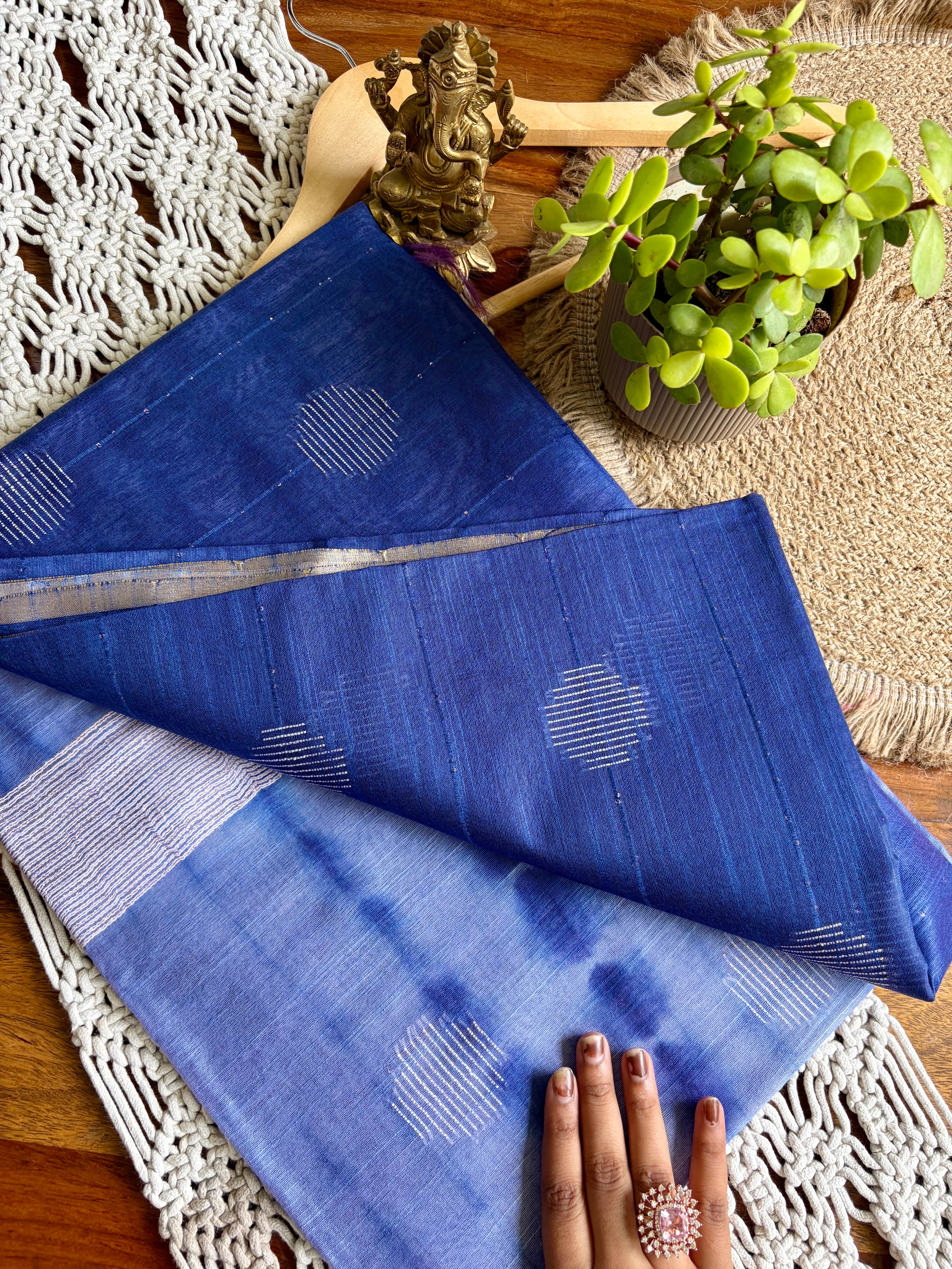 Bagalpuri Premium Soft Silk Saree-Blue