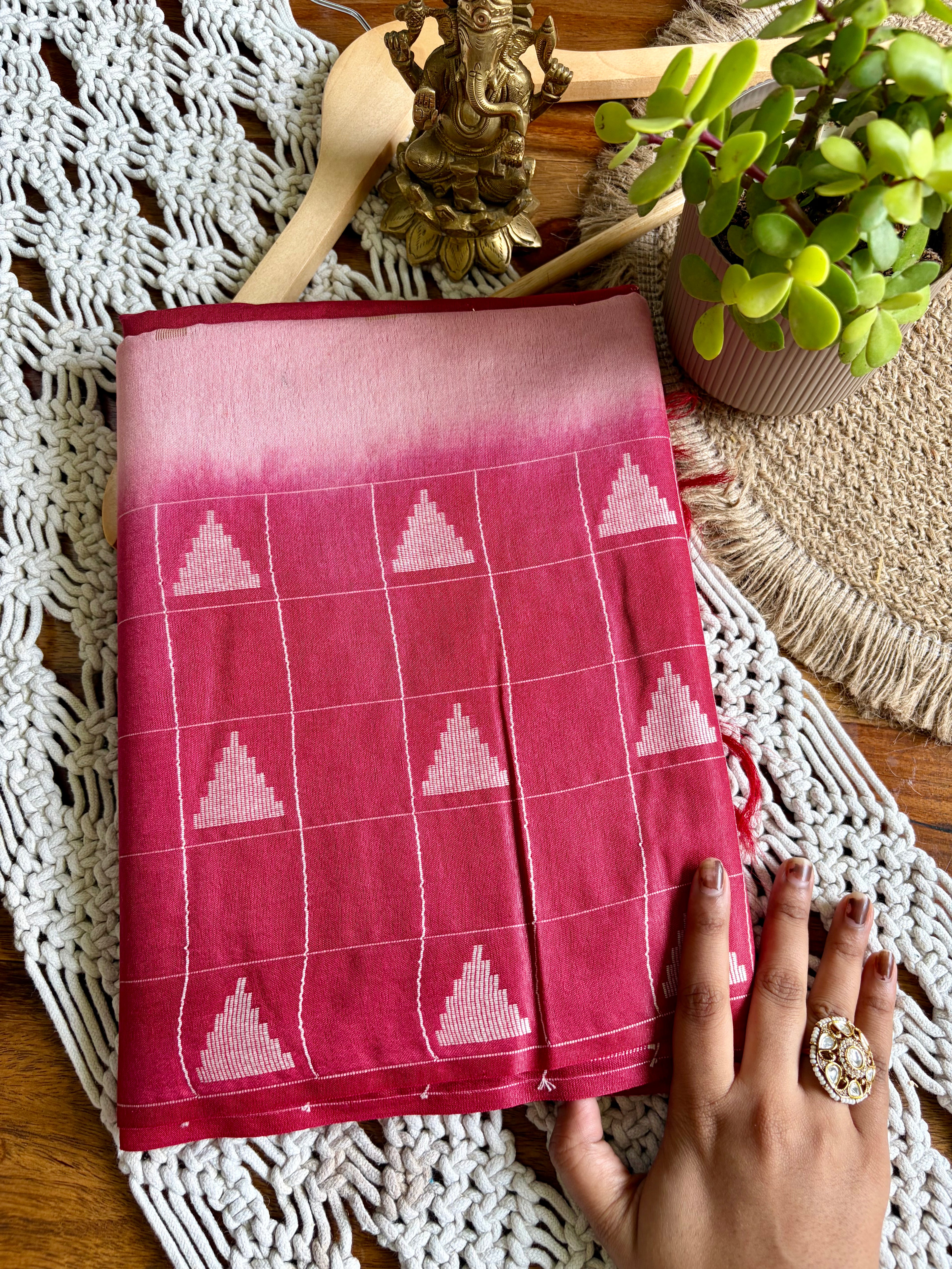 Bagalpuri Premium Soft Silk Saree-Red