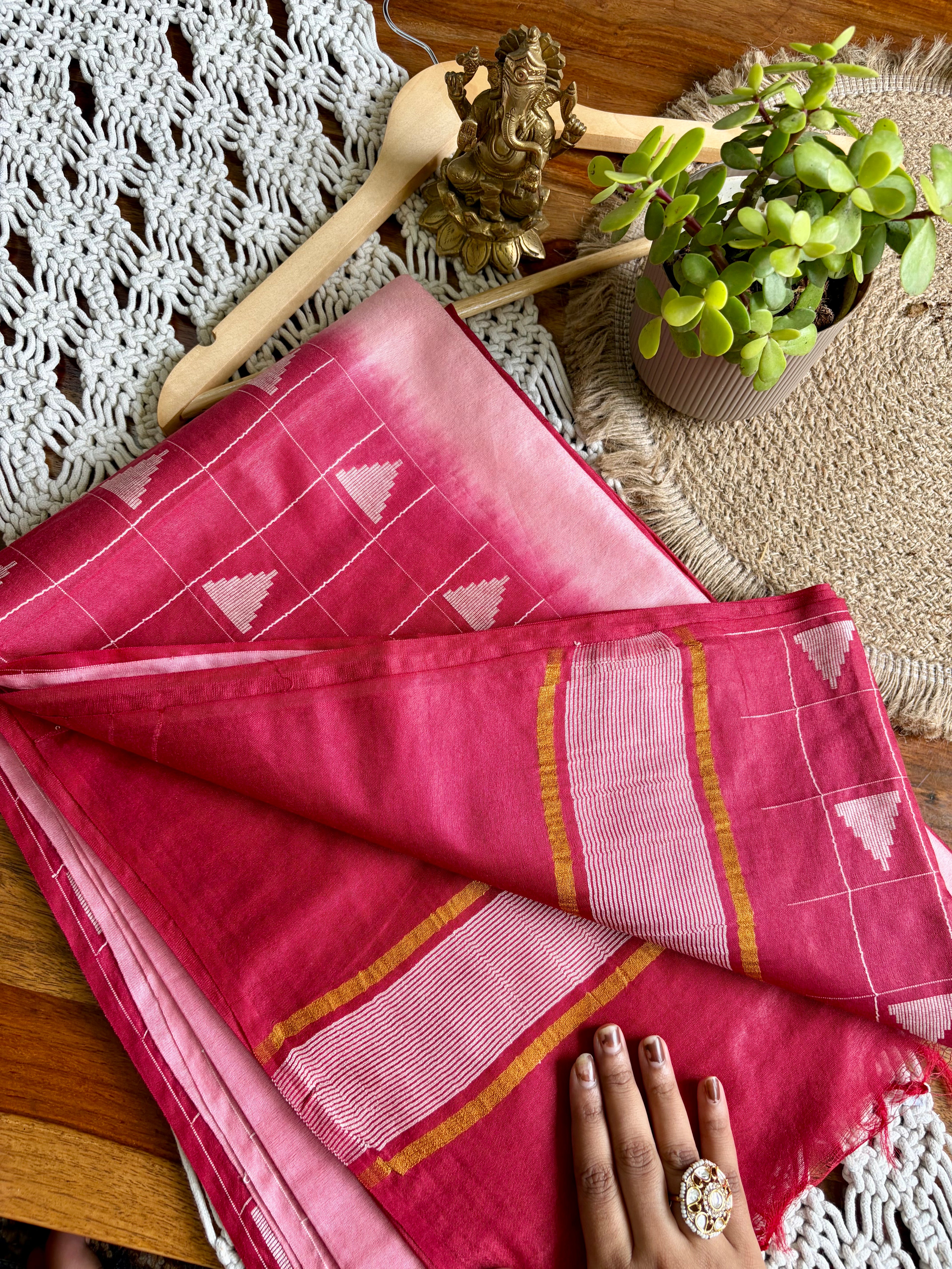 Bagalpuri Premium Soft Silk Saree-Red