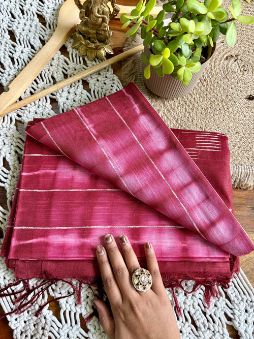 Bagalpuri Premium Soft Silk Saree-Maroon Red