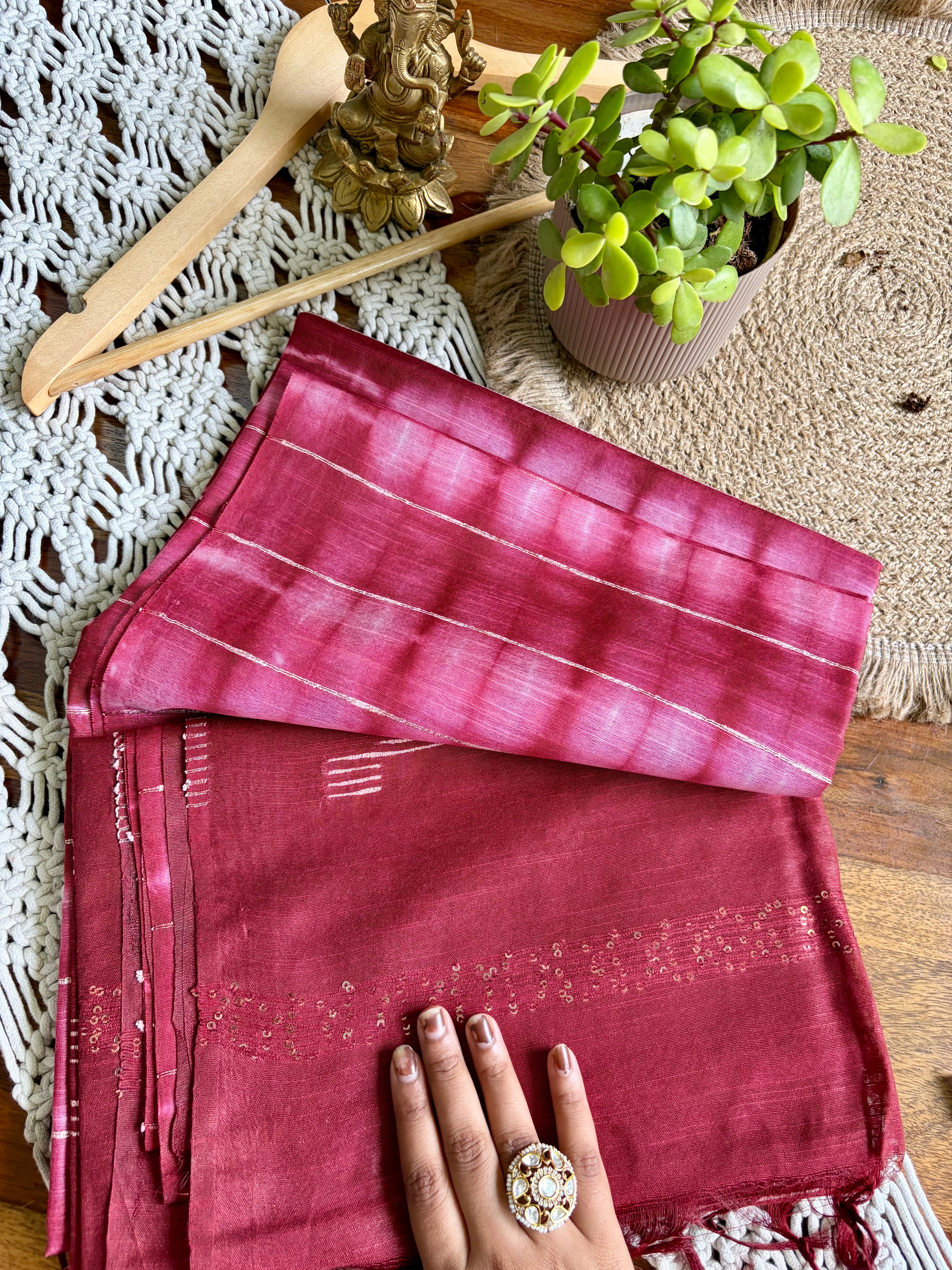 Bagalpuri Premium Soft Silk Saree-Maroon Red
