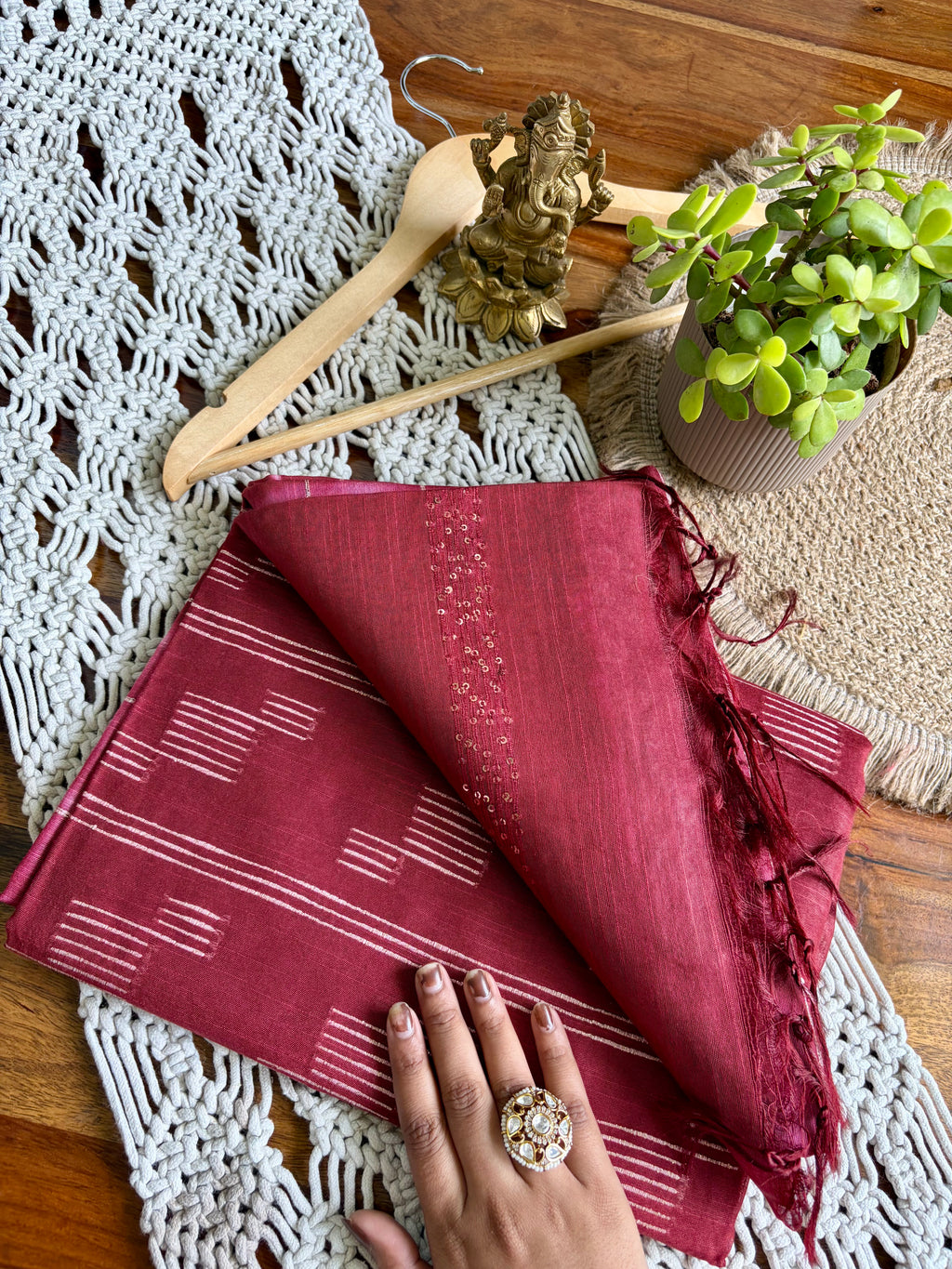 Bagalpuri Premium Soft Silk Saree-Maroon Red