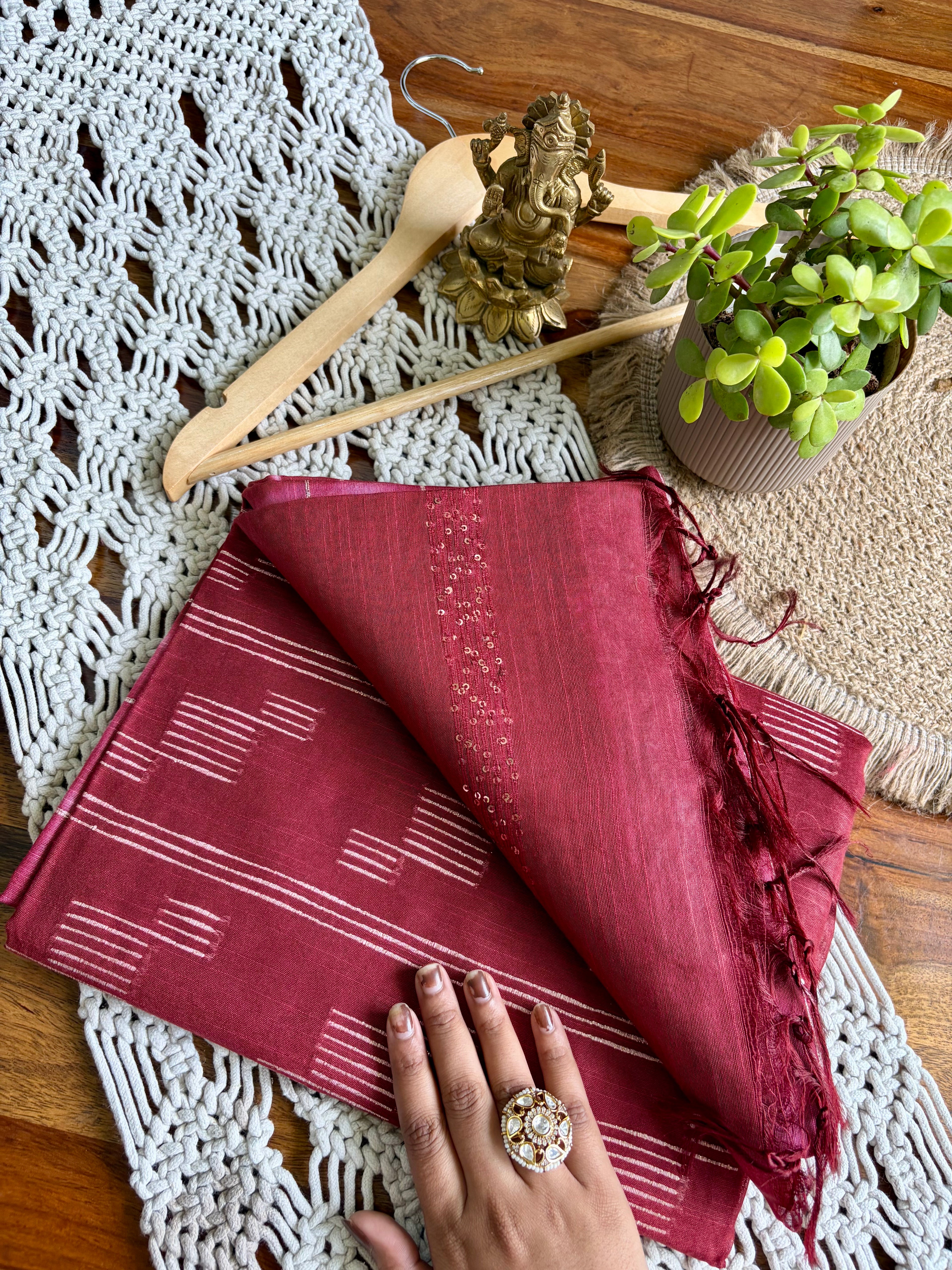 Bagalpuri Premium Soft Silk Saree-Maroon Red