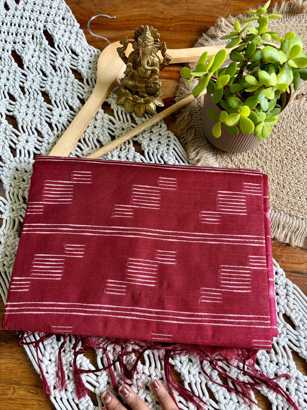 Bagalpuri Premium Soft Silk Saree-Maroon Red