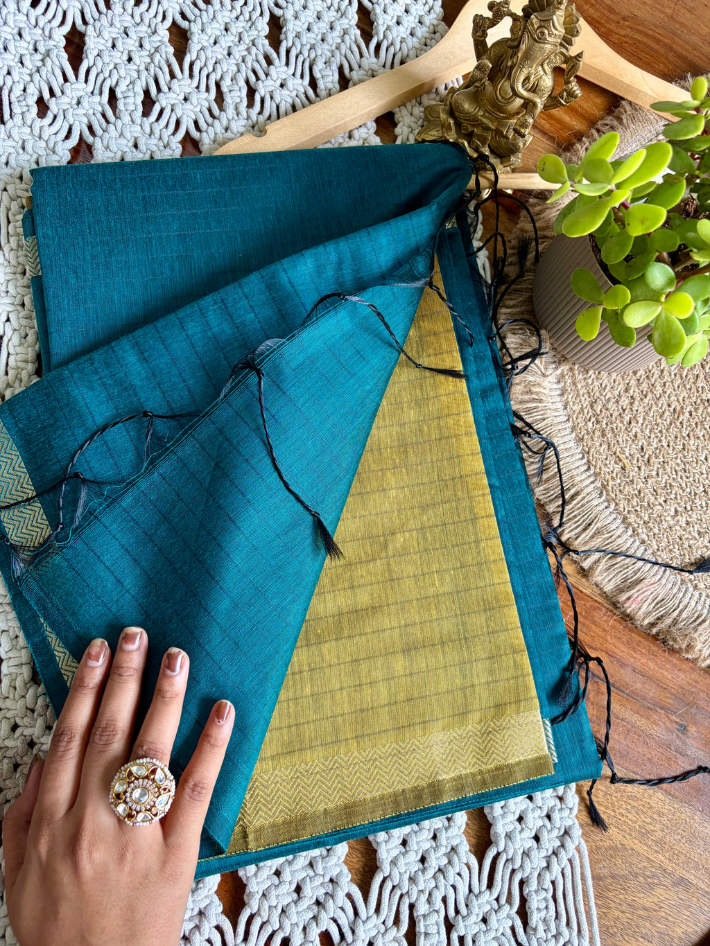 Soft Kanjeevaram Cotton Saree-Blue