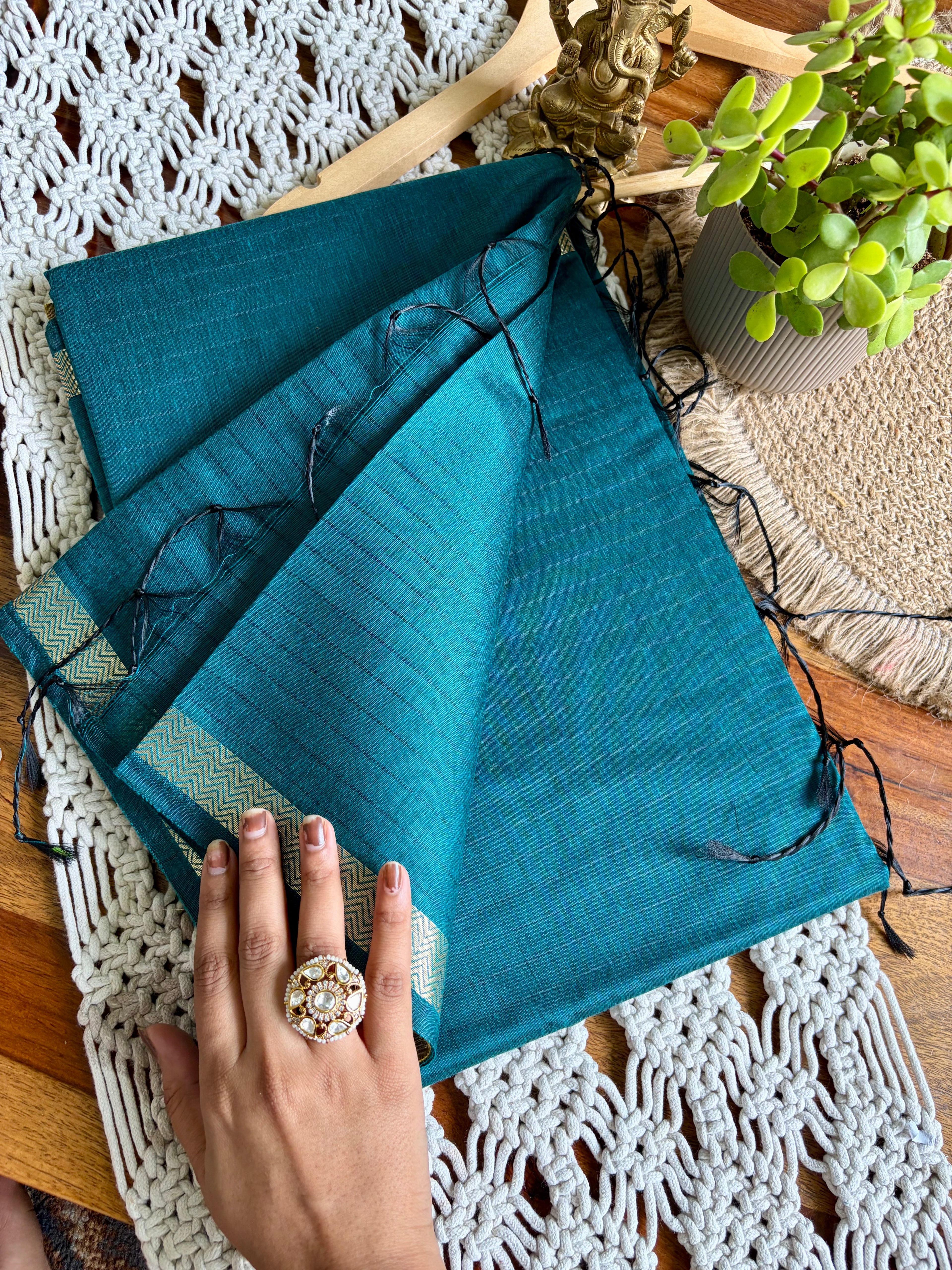 Soft Kanjeevaram Cotton Saree-Blue