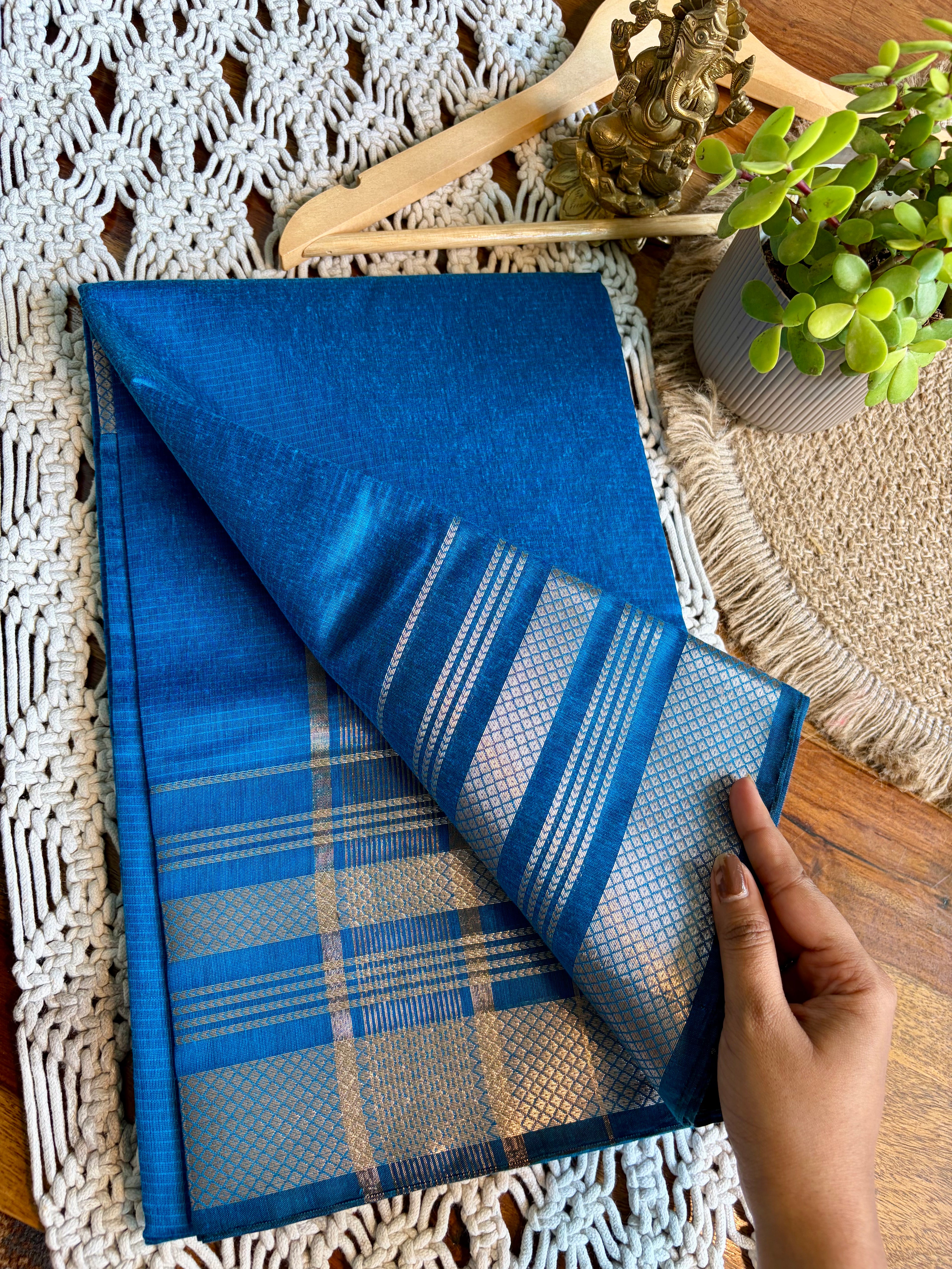 Soft Kanjeevaram Cotton Saree-Light Blue