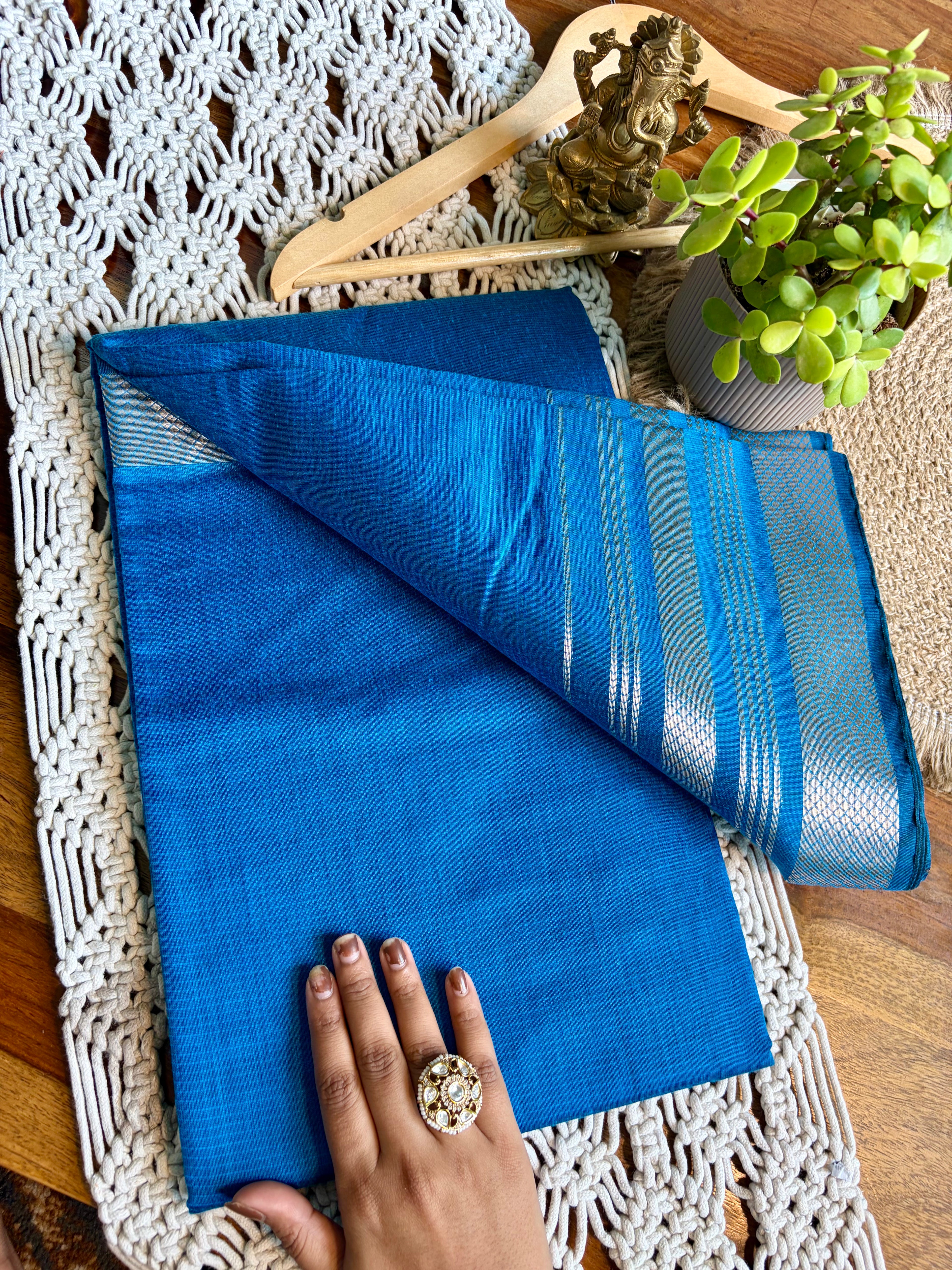 Soft Kanjeevaram Cotton Saree-Light Blue