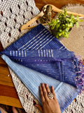 Soft Linen Cotton Saree –  Blue