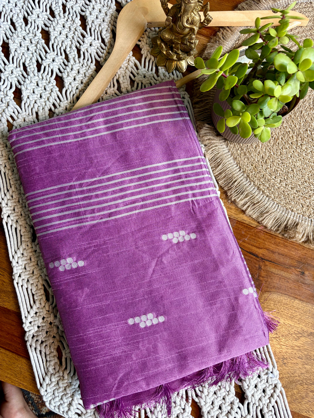 Semi Tussar Silk Saree-Lavender
