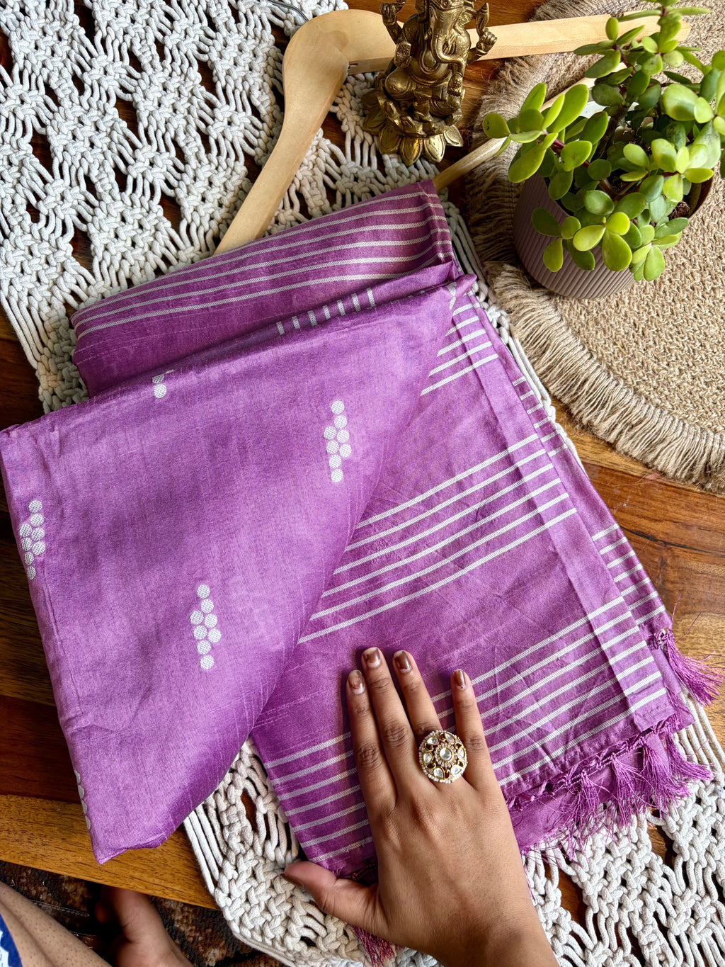 Semi Tussar Silk Saree-Lavender