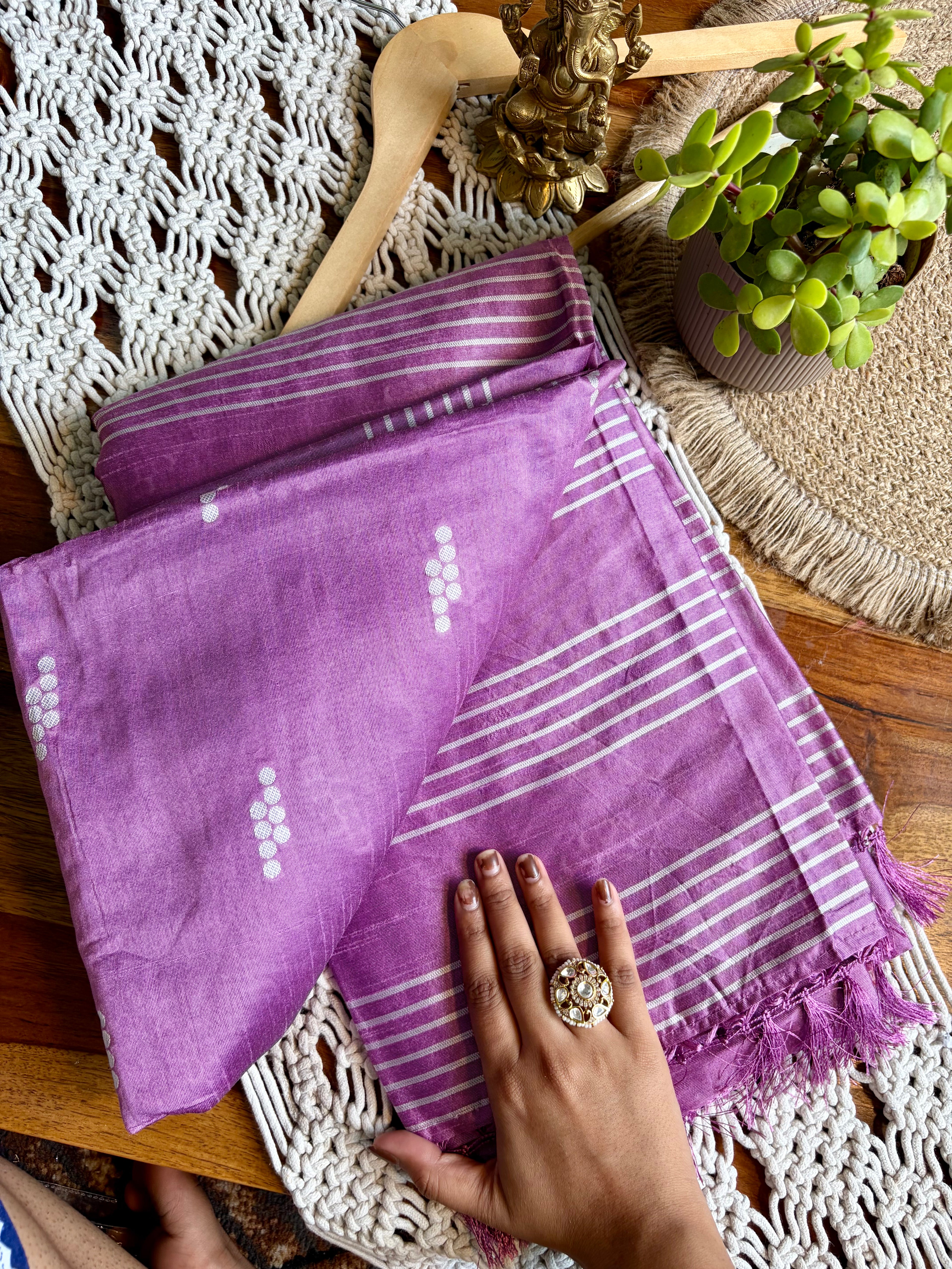 Semi Tussar Silk Saree-Lavender