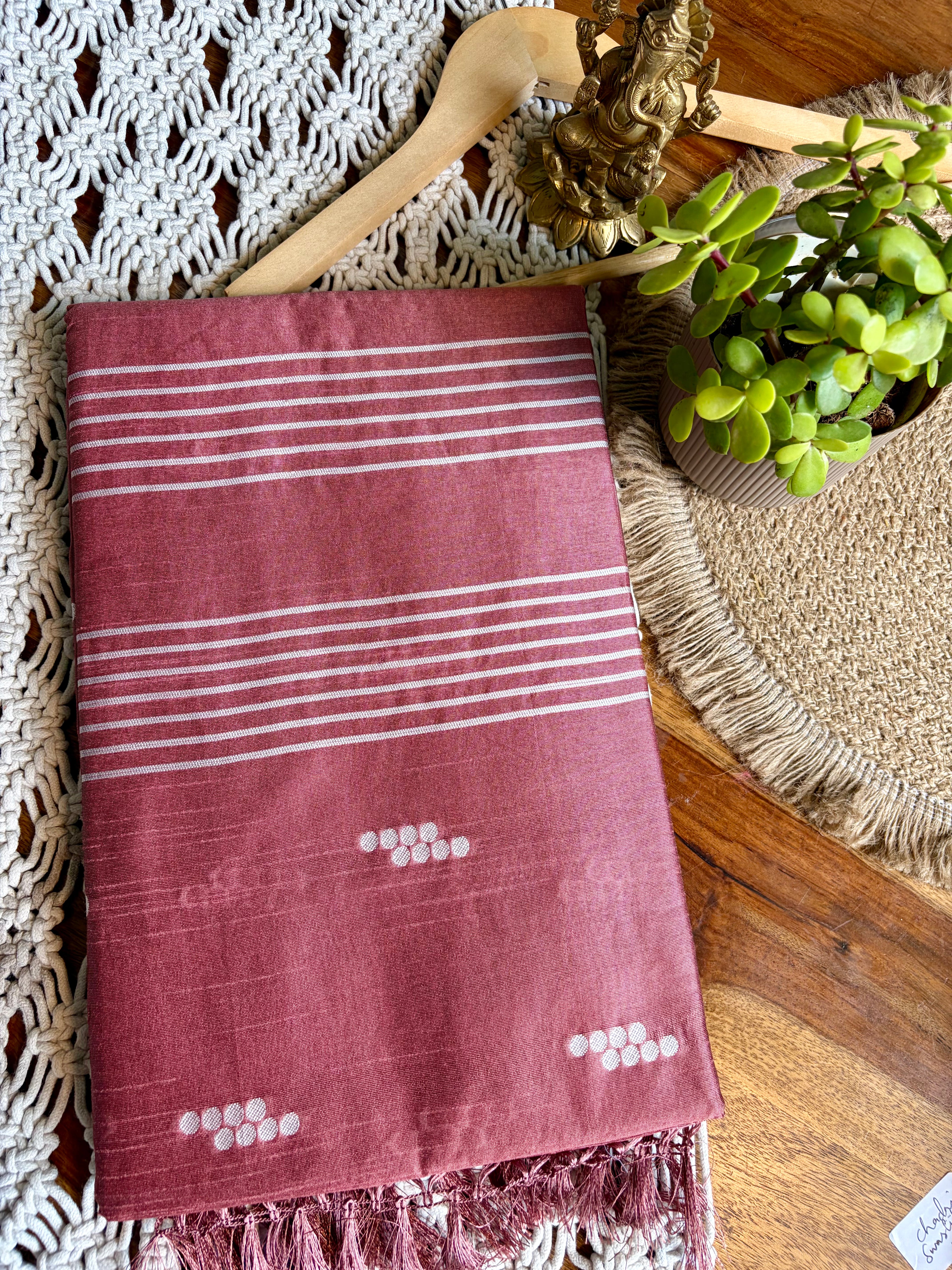 Semi Tussar Silk Saree-Faded Peach