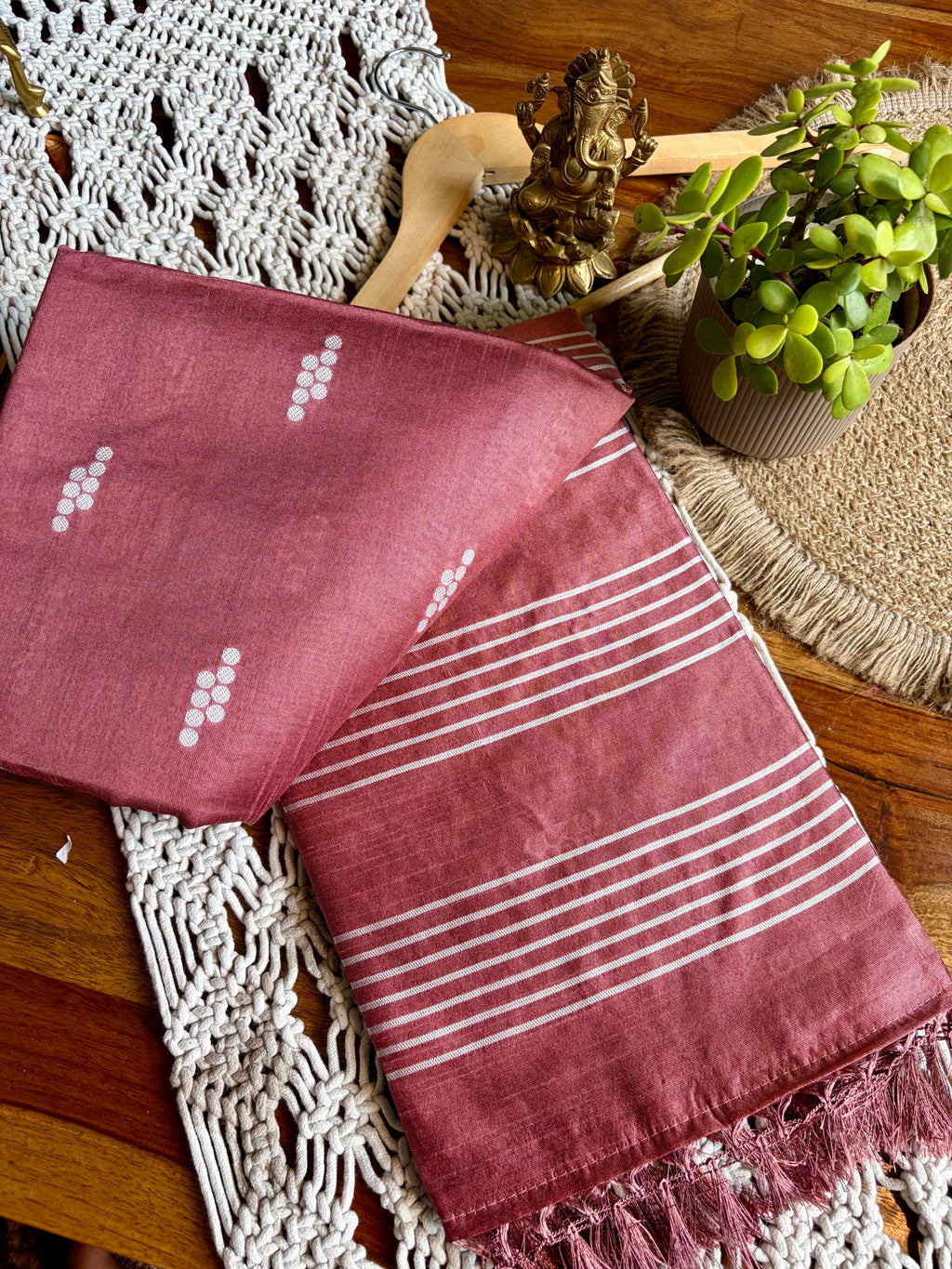 Semi Tussar Silk Saree-Faded Peach