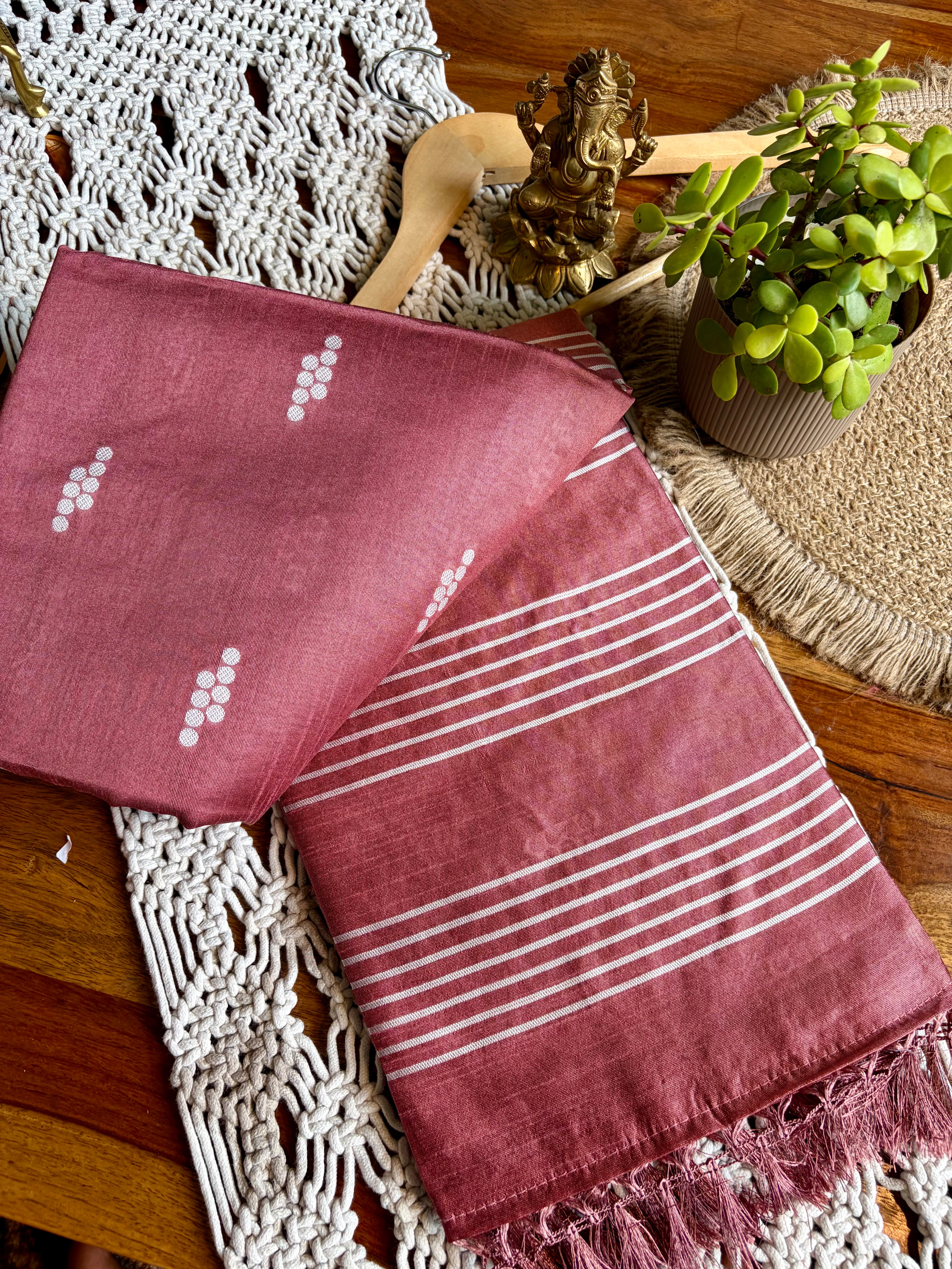 Semi Tussar Silk Saree-Faded Peach