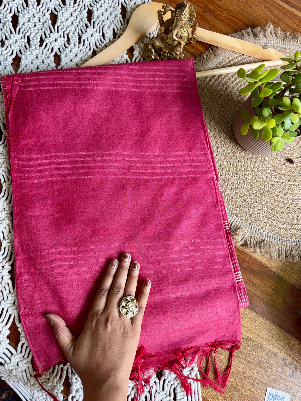 Soft Linen Cotton Saree – Pink