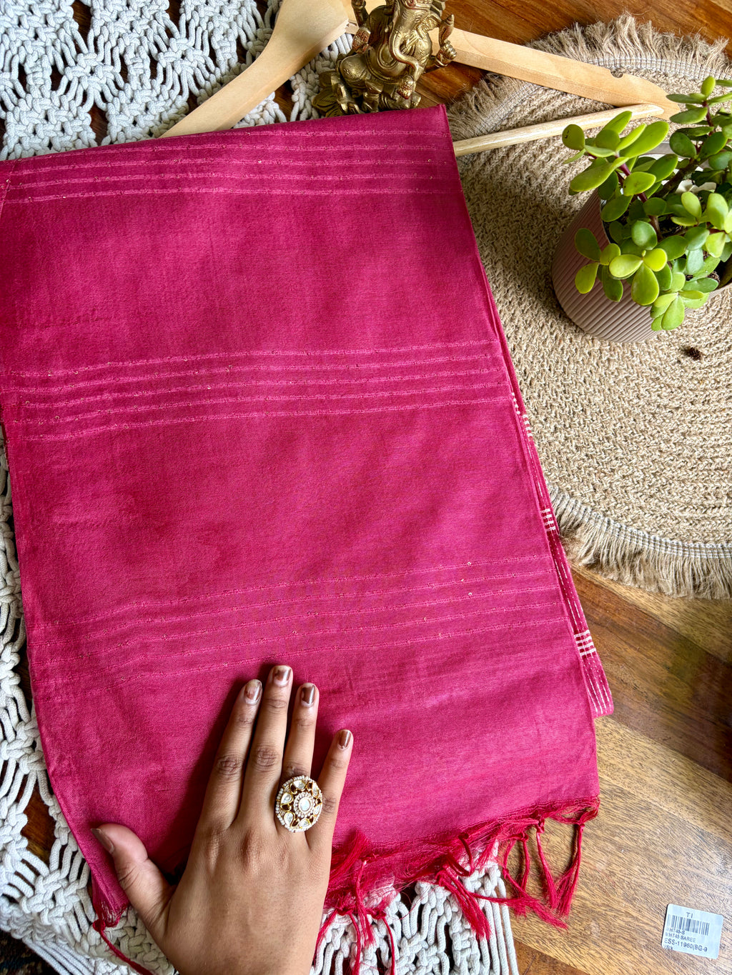 Soft Linen Cotton Saree – Pink