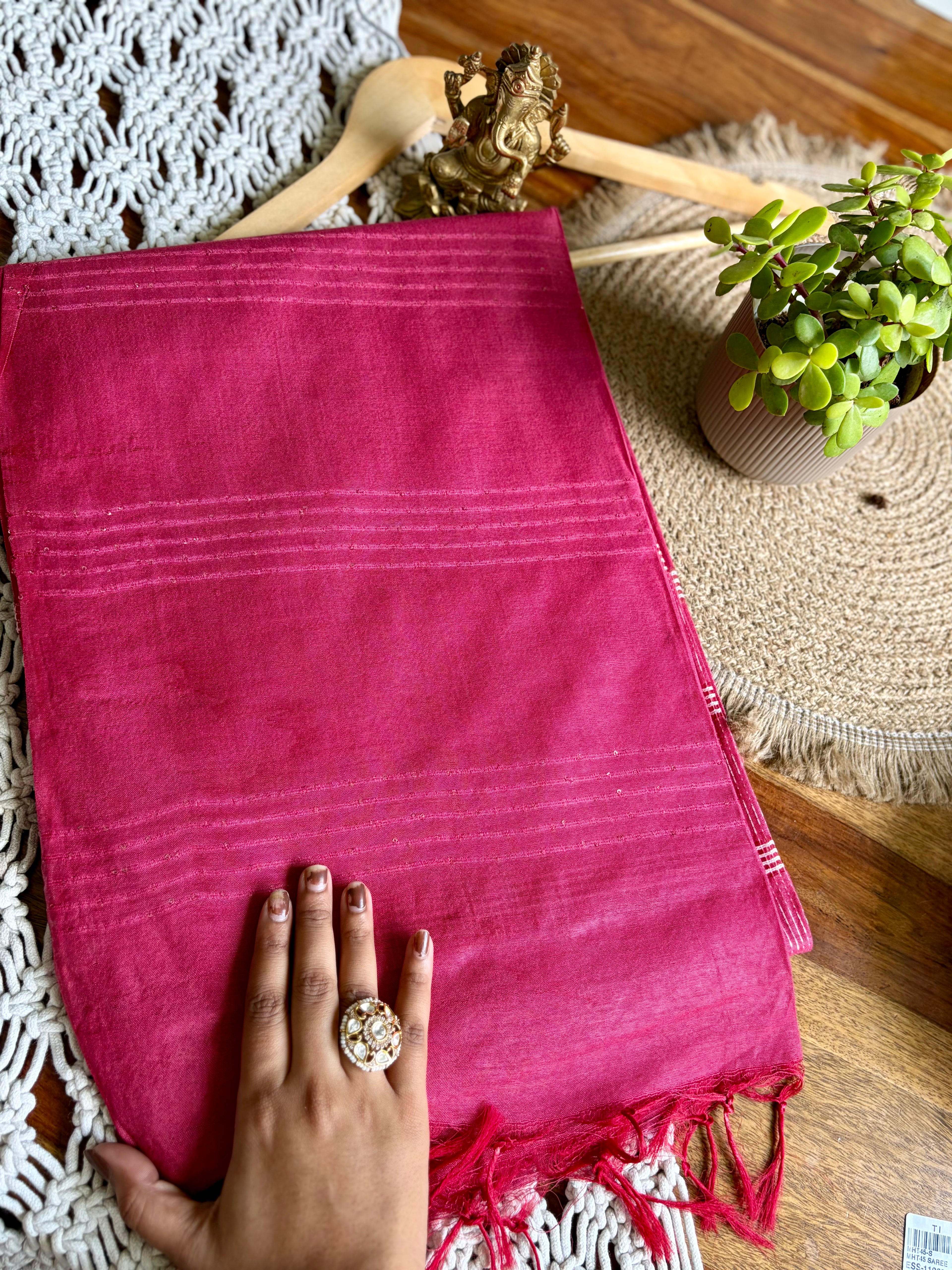 Soft Linen Cotton Saree – Pink