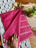 Soft Linen Cotton Saree – Pink
