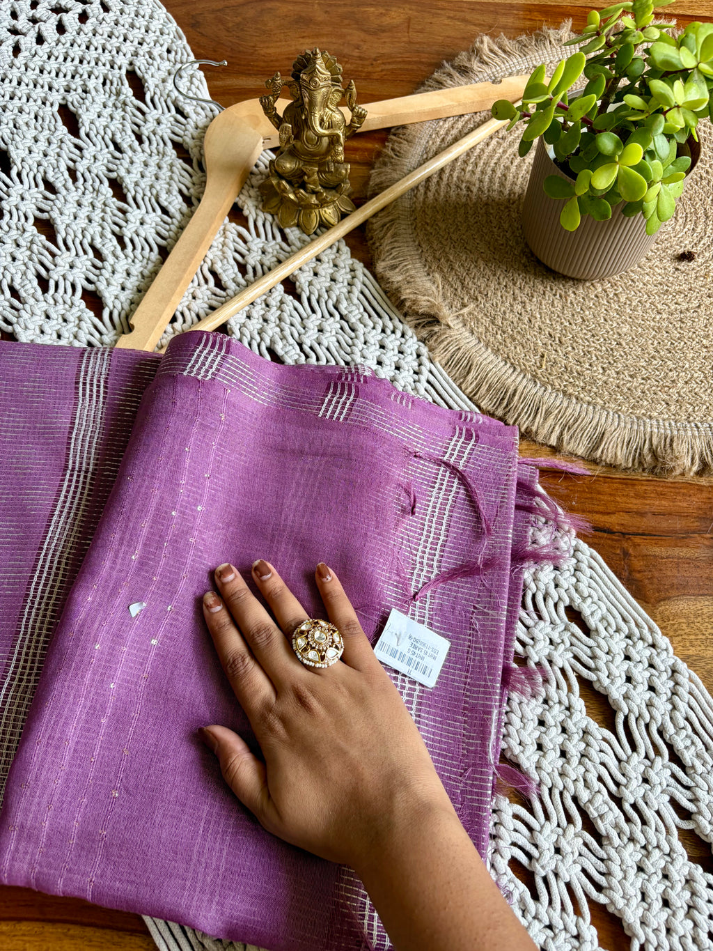 Soft Linen Cotton Saree – Lavender