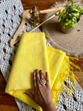 Soft Linen Cotton Saree – Intricate Sequins Work- Yellow