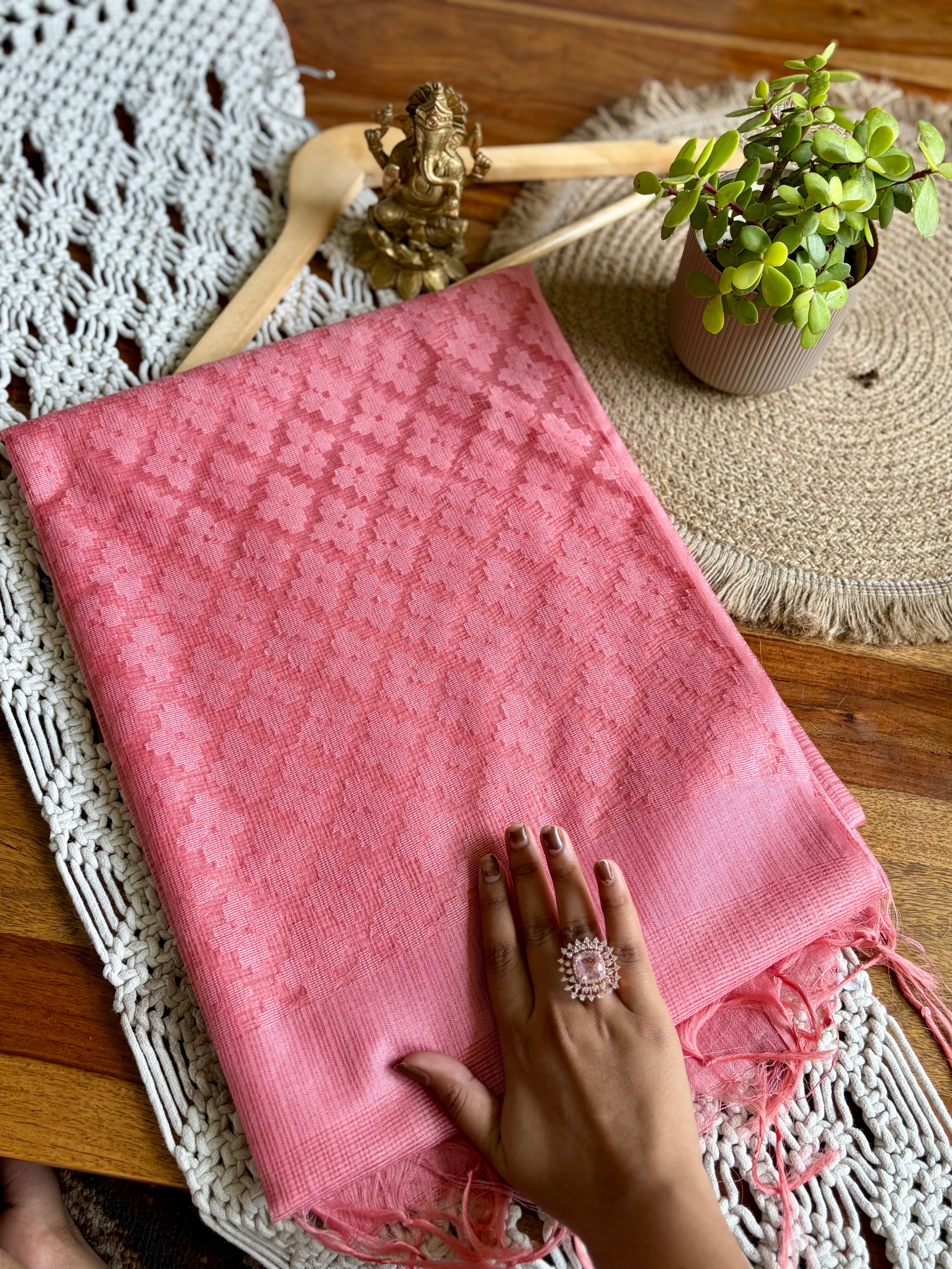 Premium Soft Semi-Silk Saree – Lightweight & Effortless- Peach