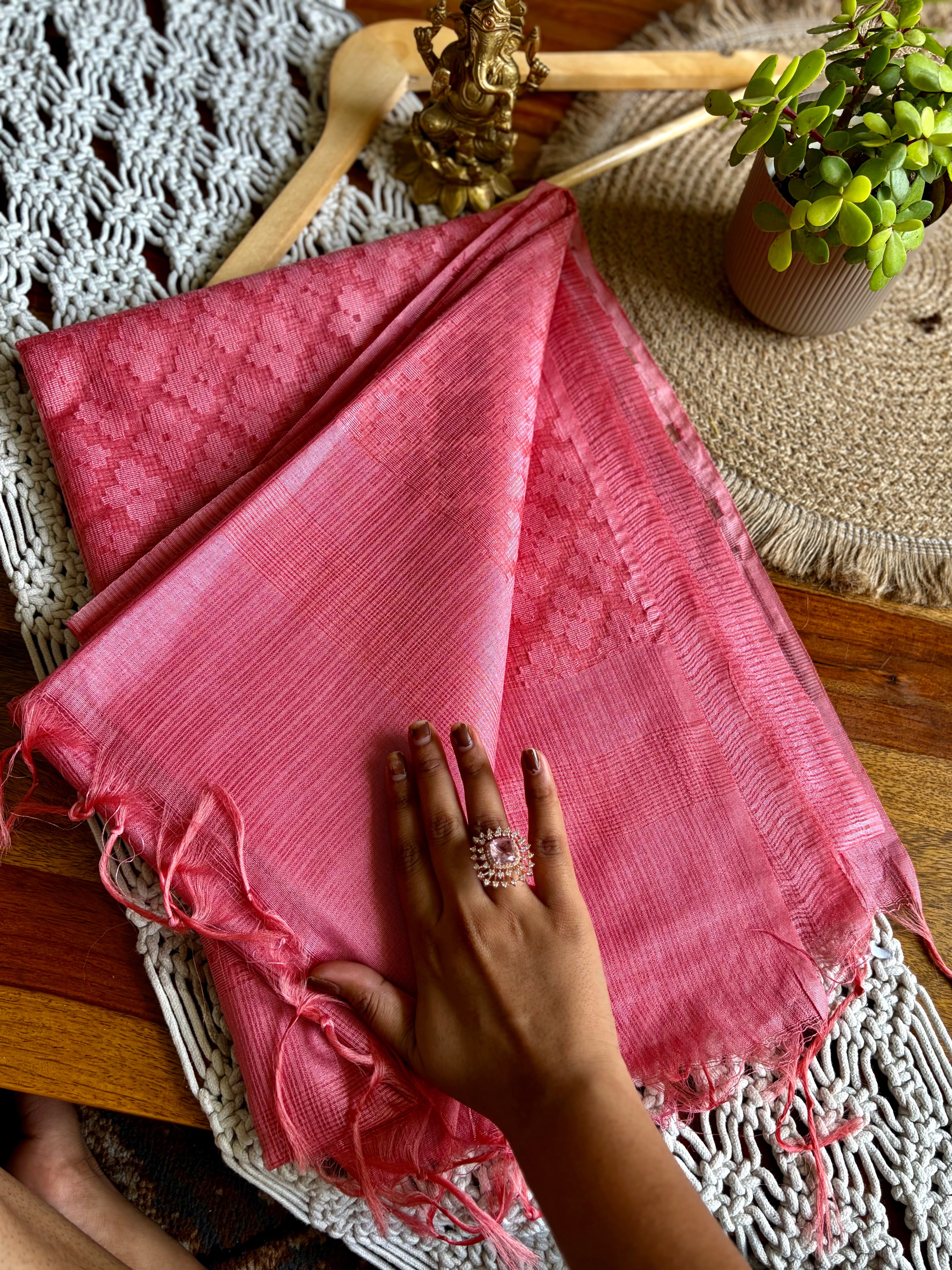 Premium Soft Semi-Silk Saree – Lightweight & Effortless- Peach