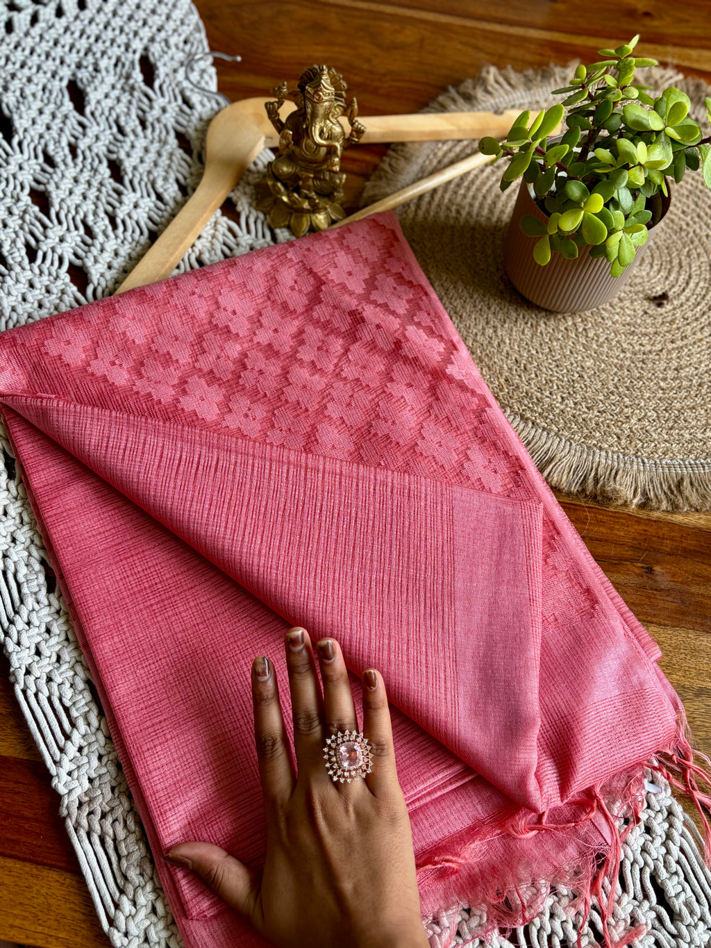 Premium Soft Semi-Silk Saree – Lightweight & Effortless- Peach