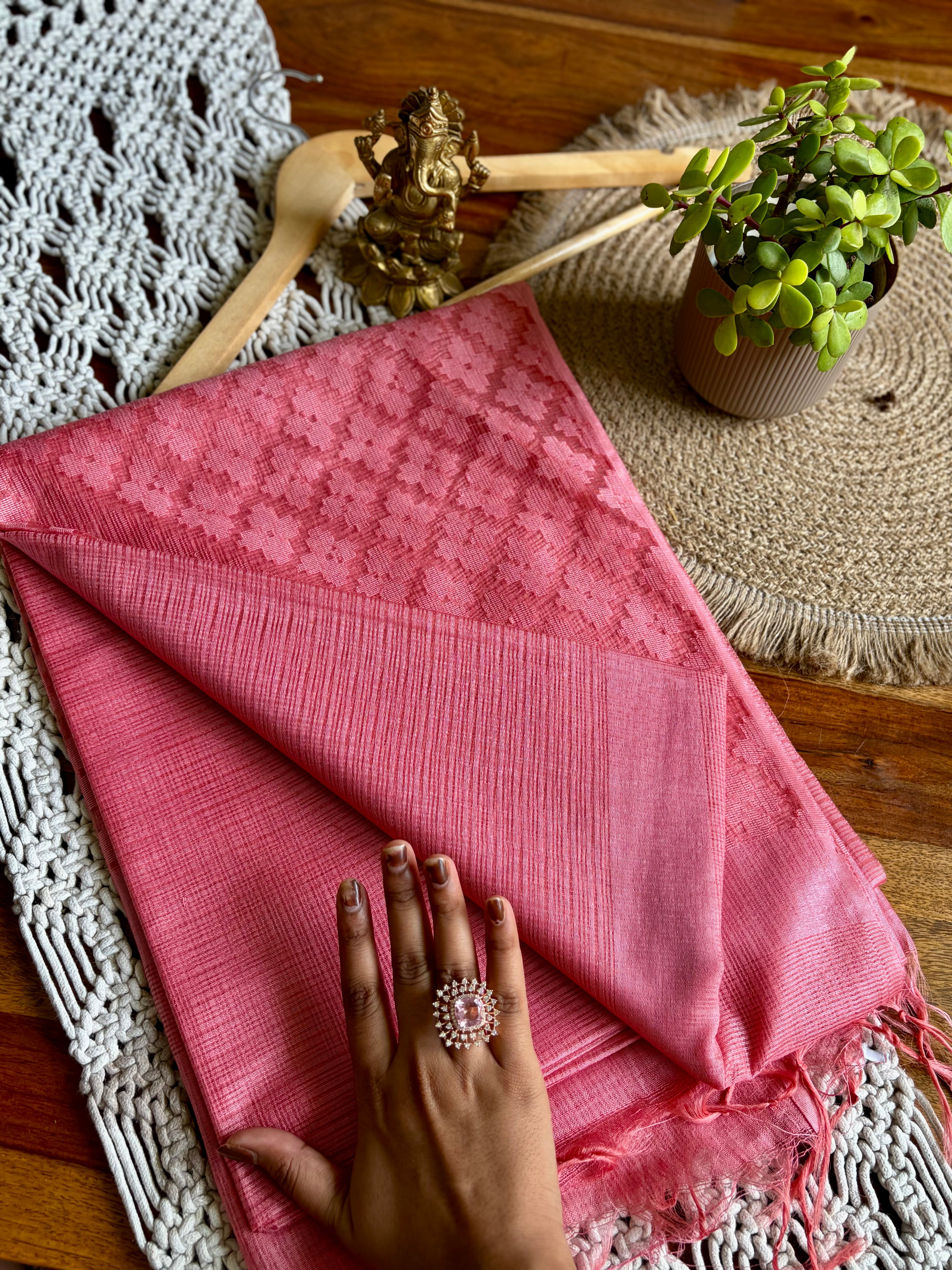 Premium Soft Semi-Silk Saree – Lightweight & Effortless- Peach