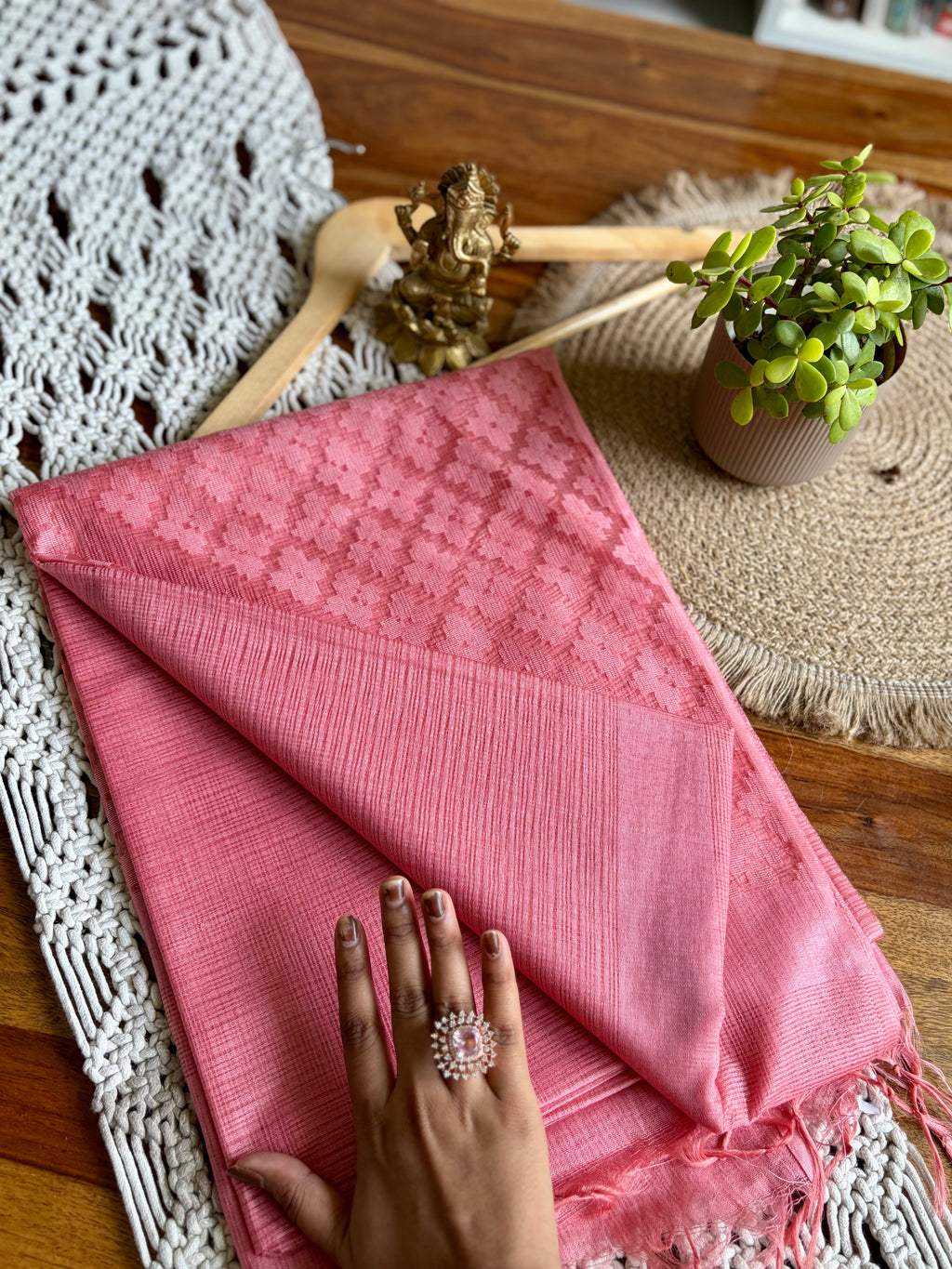 Premium Soft Semi-Silk Saree – Lightweight & Effortless- Peach