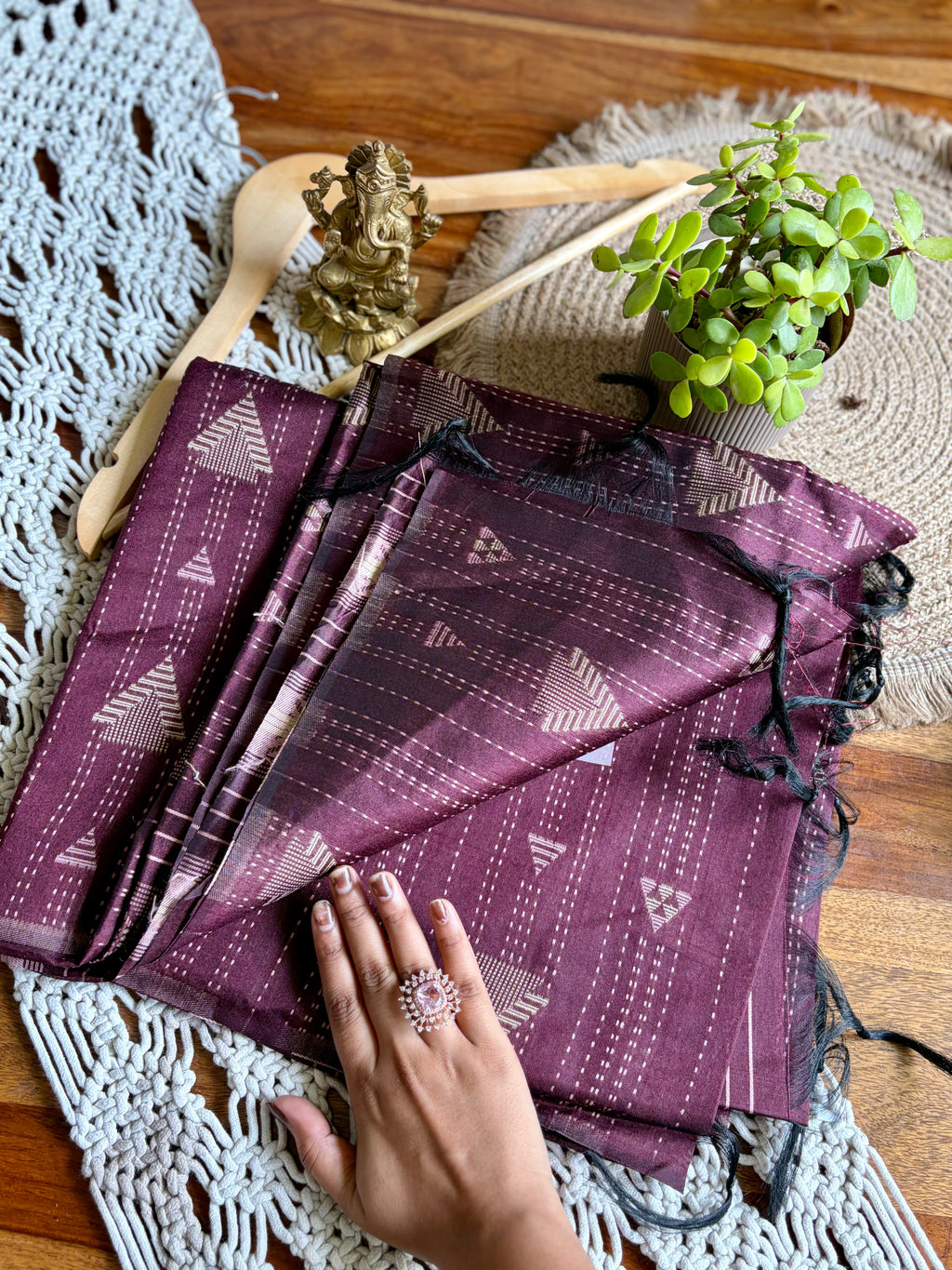 Premium Soft Chanderi Silk Saree – Lightweight & Effortless -Coffee