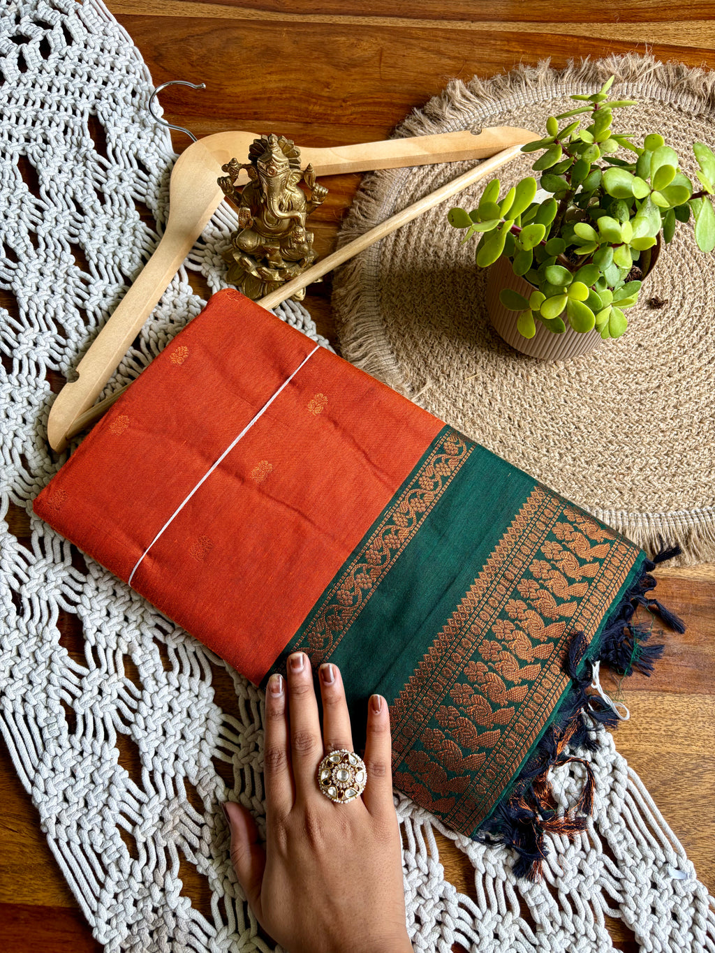 Soft Kalyani Cotton Saree-orange