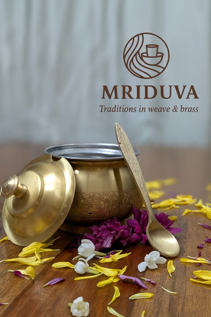 Engraved Brass Ghee Pot