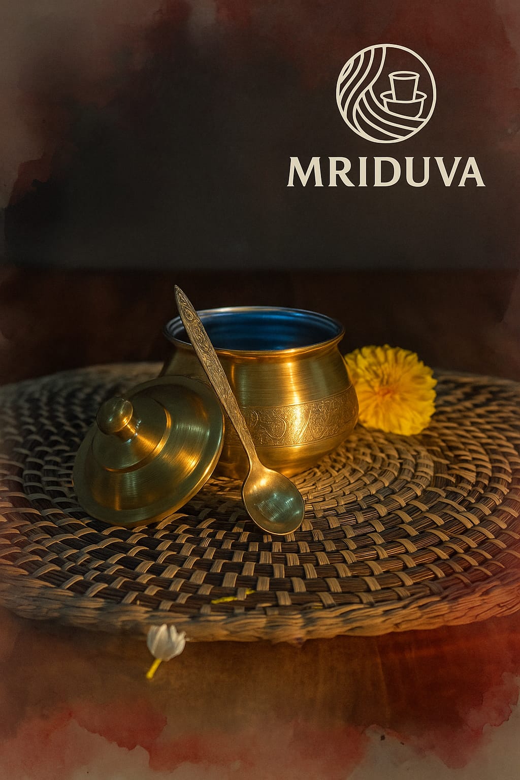 Engraved Brass Ghee Pot